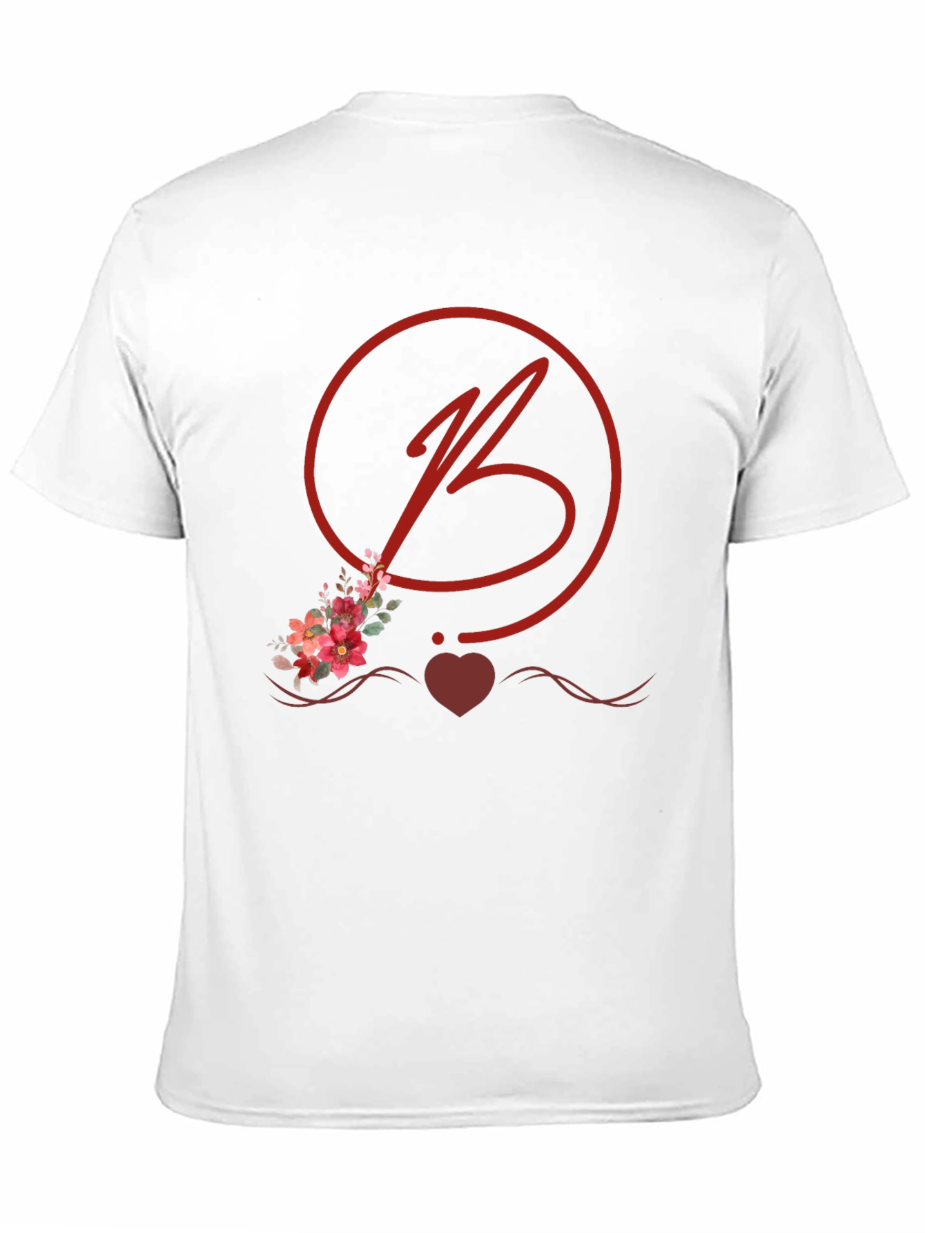 Floral B Initial Black T-Shirt