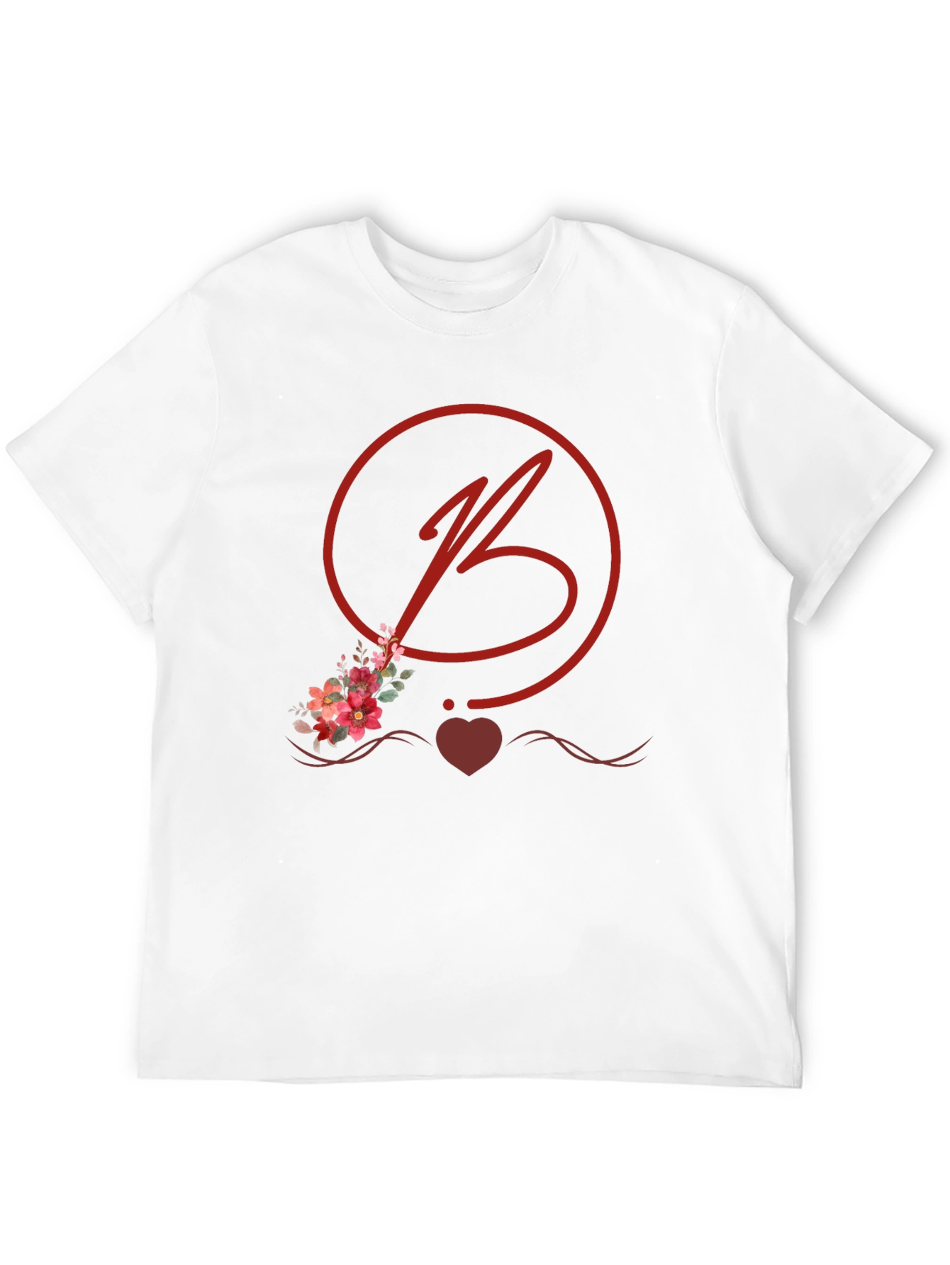 Floral B Initial Black T-Shirt
