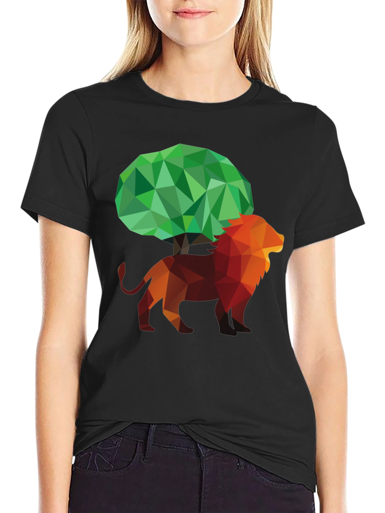 Abstract Lion & Tree Graphic T-Shirt - Unique Design