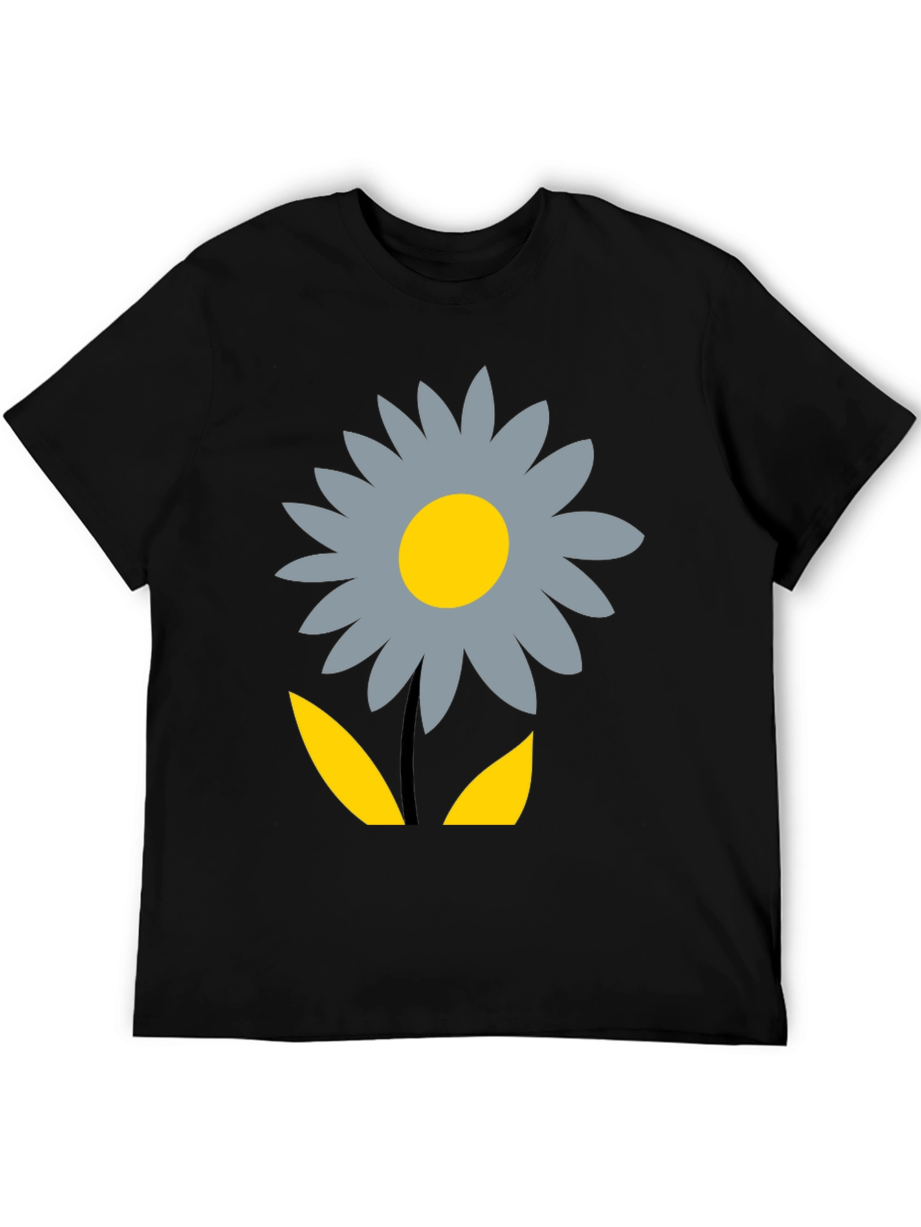 Floral Graphic Print T-Shirt - Casual Black Tee