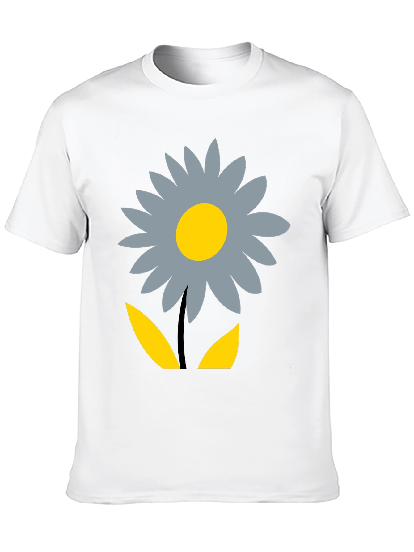 Floral Graphic Print T-Shirt - Casual Black Tee