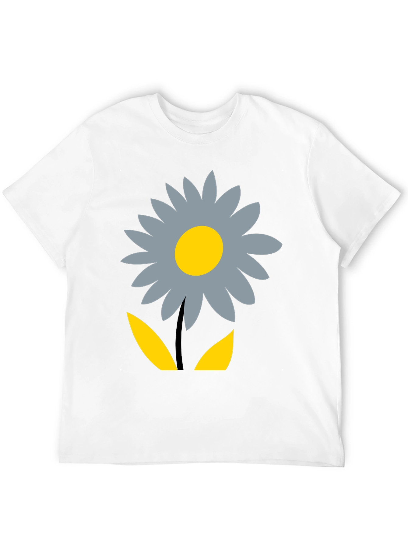 Floral Graphic Print T-Shirt - Casual Black Tee