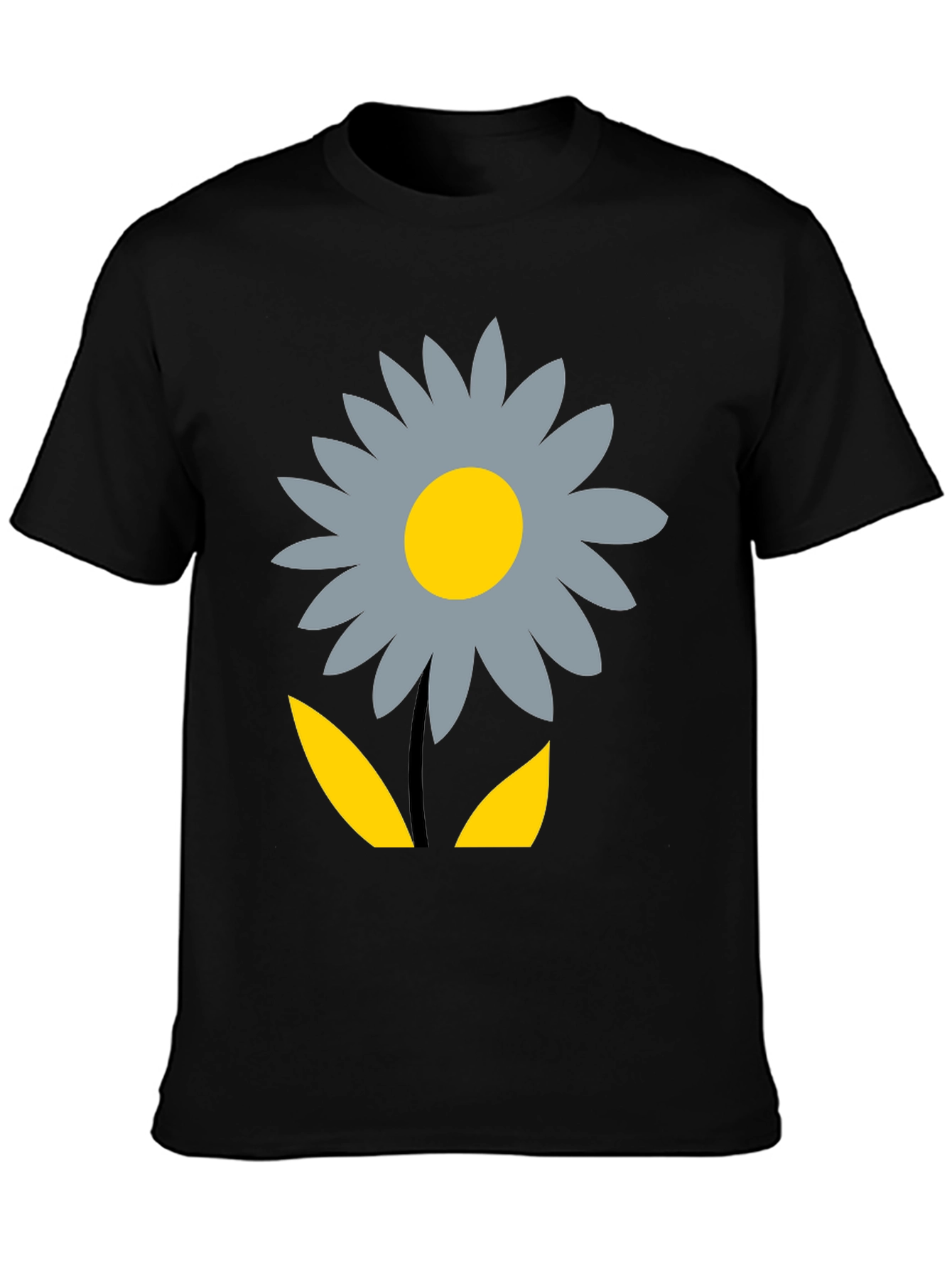 Floral Graphic Print T-Shirt - Casual Black Tee