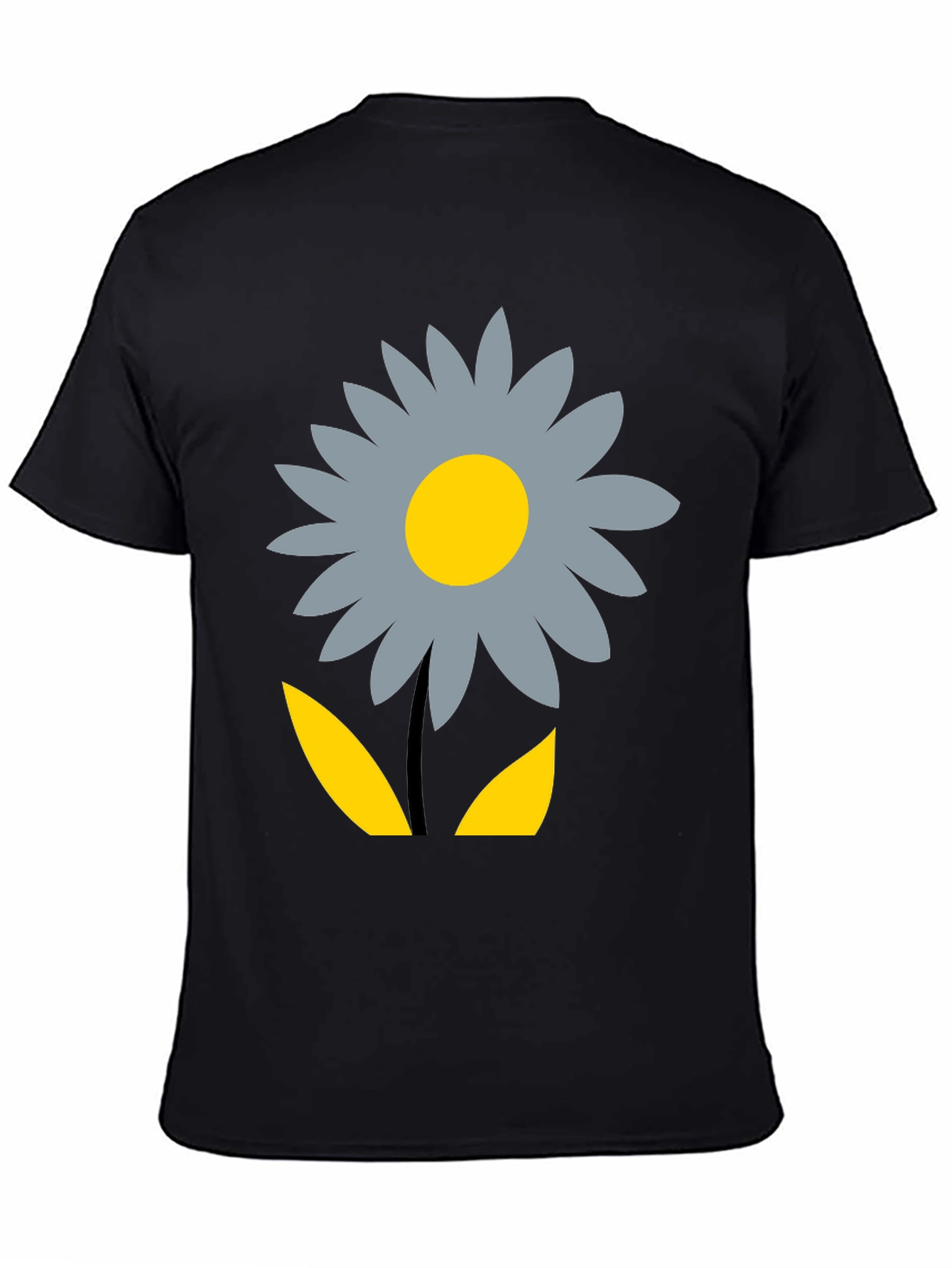 Floral Graphic Print T-Shirt - Casual Black Tee