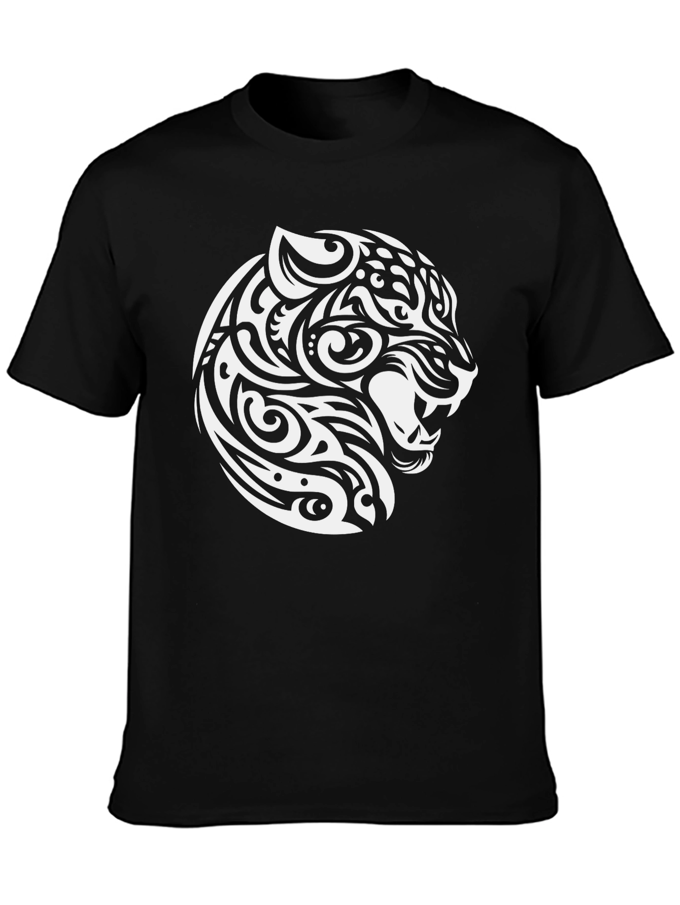 Tribal Jaguar Print Black T-Shirt