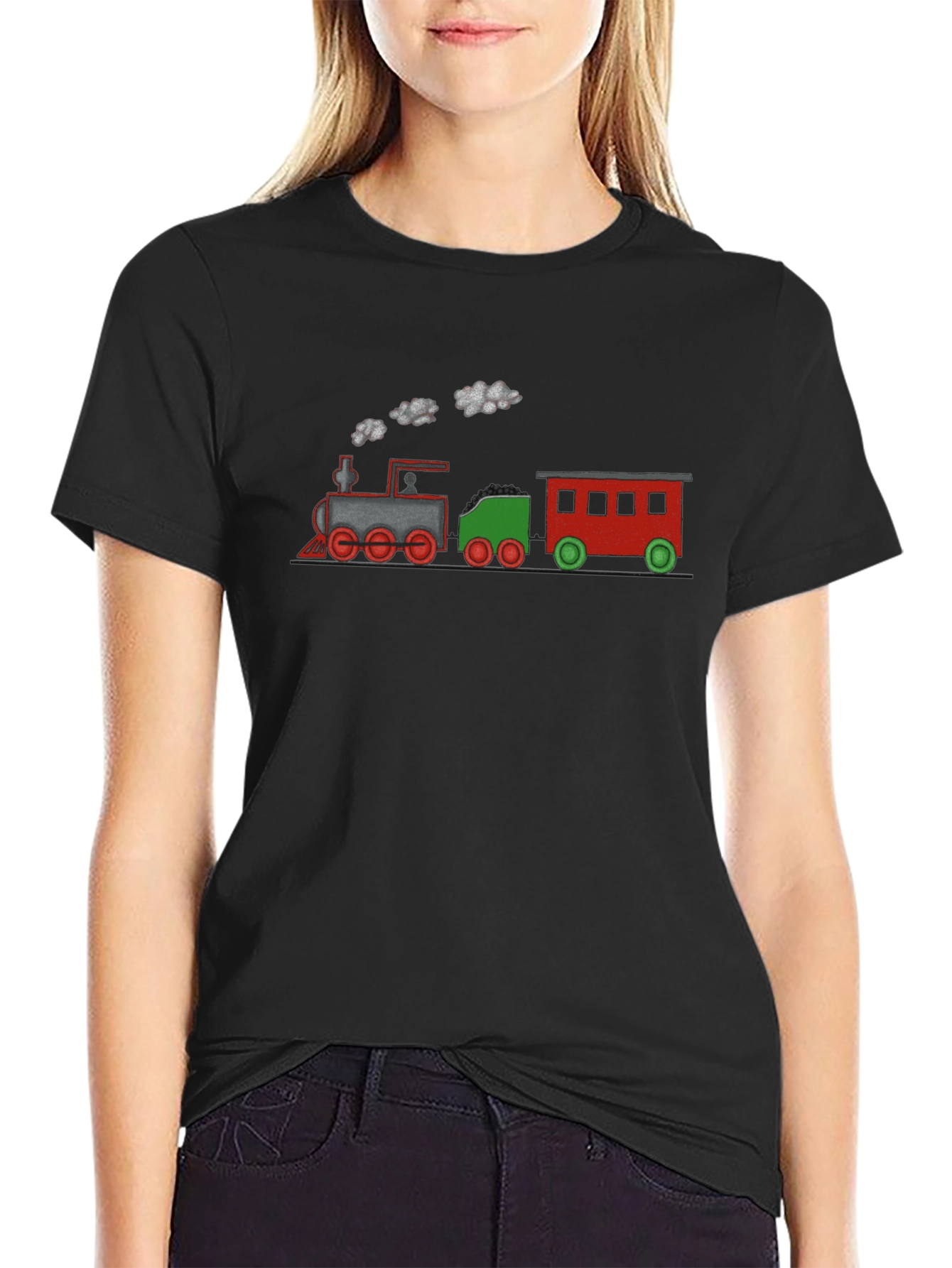 Train Graphic Tee - Black Cotton Blend T-Shirt