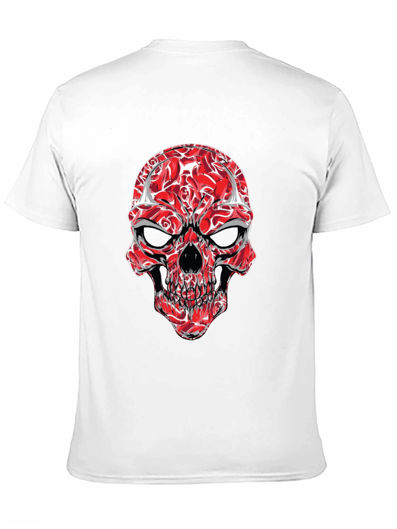 Red Rose Skull Graphic Tee - Mens Black T-Shirt