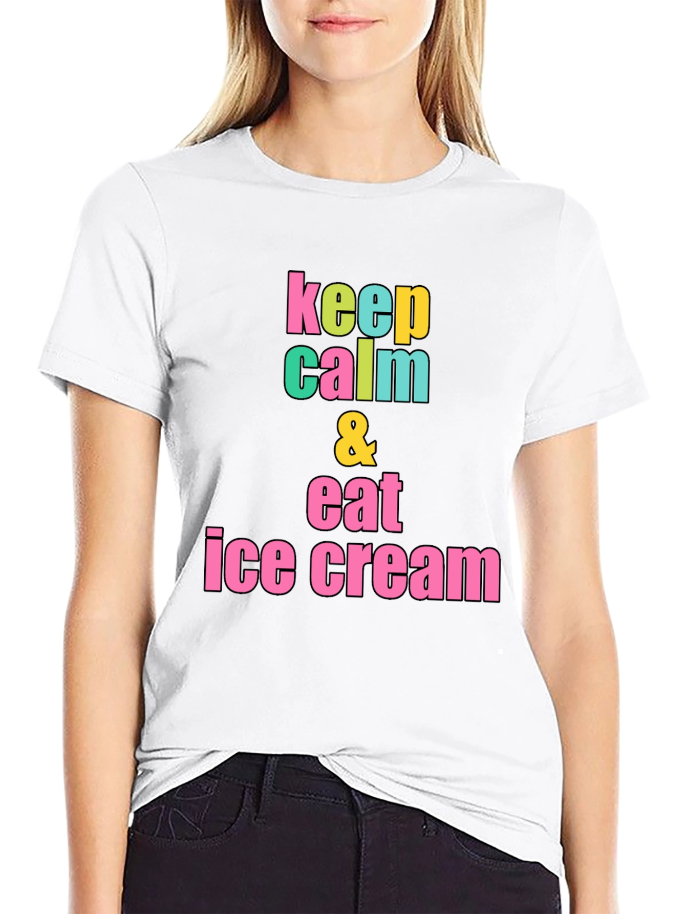 Keep Calm & Eat Ice Cream Black T-Shirt