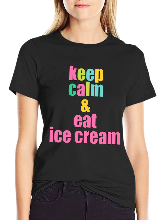 Keep Calm & Eat Ice Cream Black T-Shirt