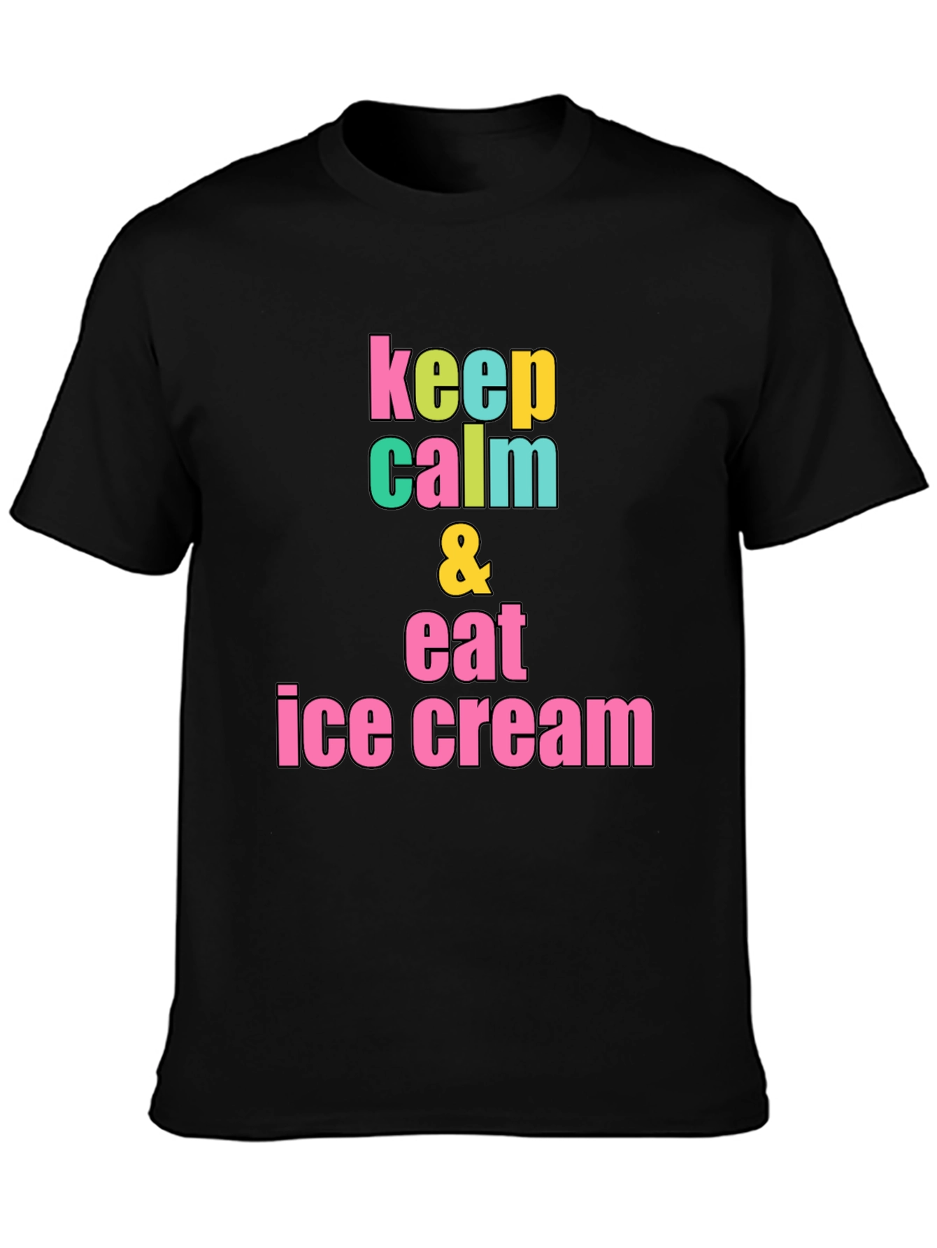 Keep Calm & Eat Ice Cream Black T-Shirt