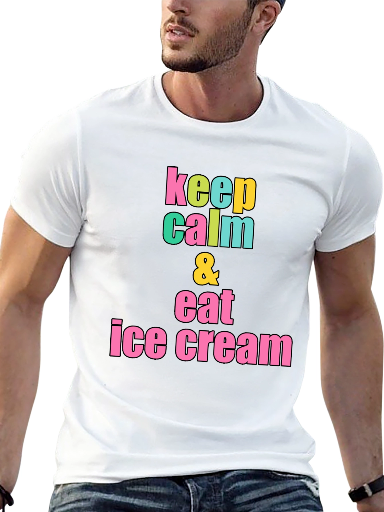 Keep Calm & Eat Ice Cream Black T-Shirt