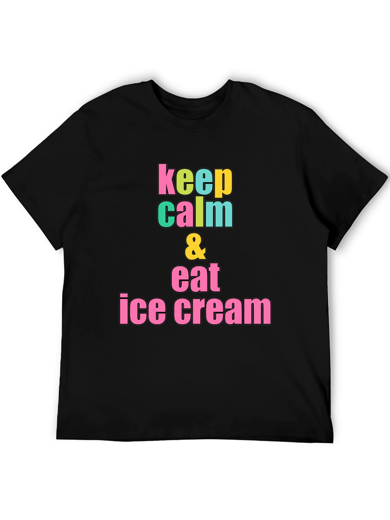 Keep Calm & Eat Ice Cream Black T-Shirt