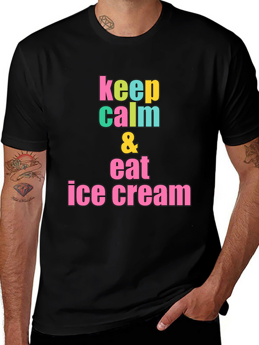 Keep Calm & Eat Ice Cream Black T-Shirt
