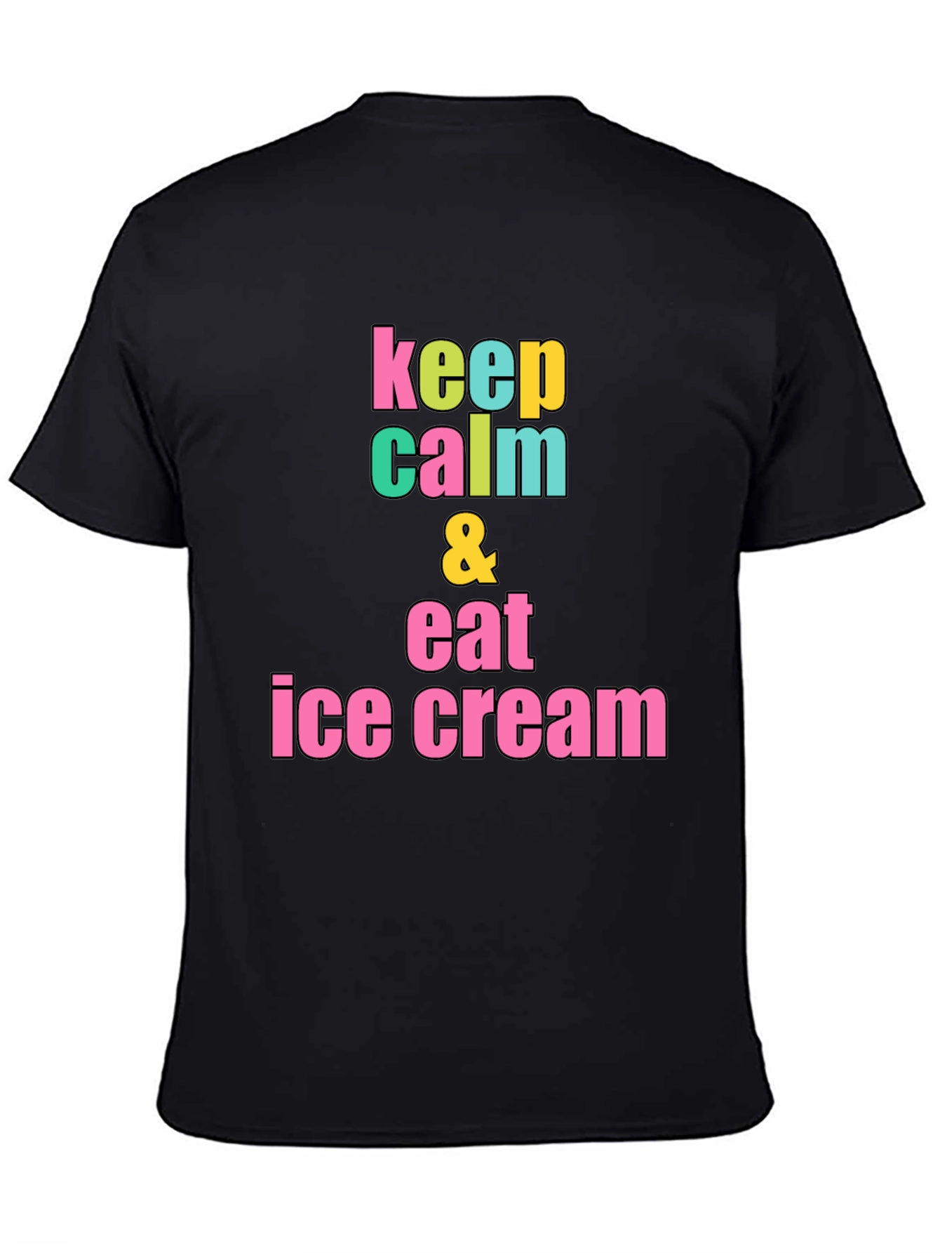 Keep Calm & Eat Ice Cream Black T-Shirt