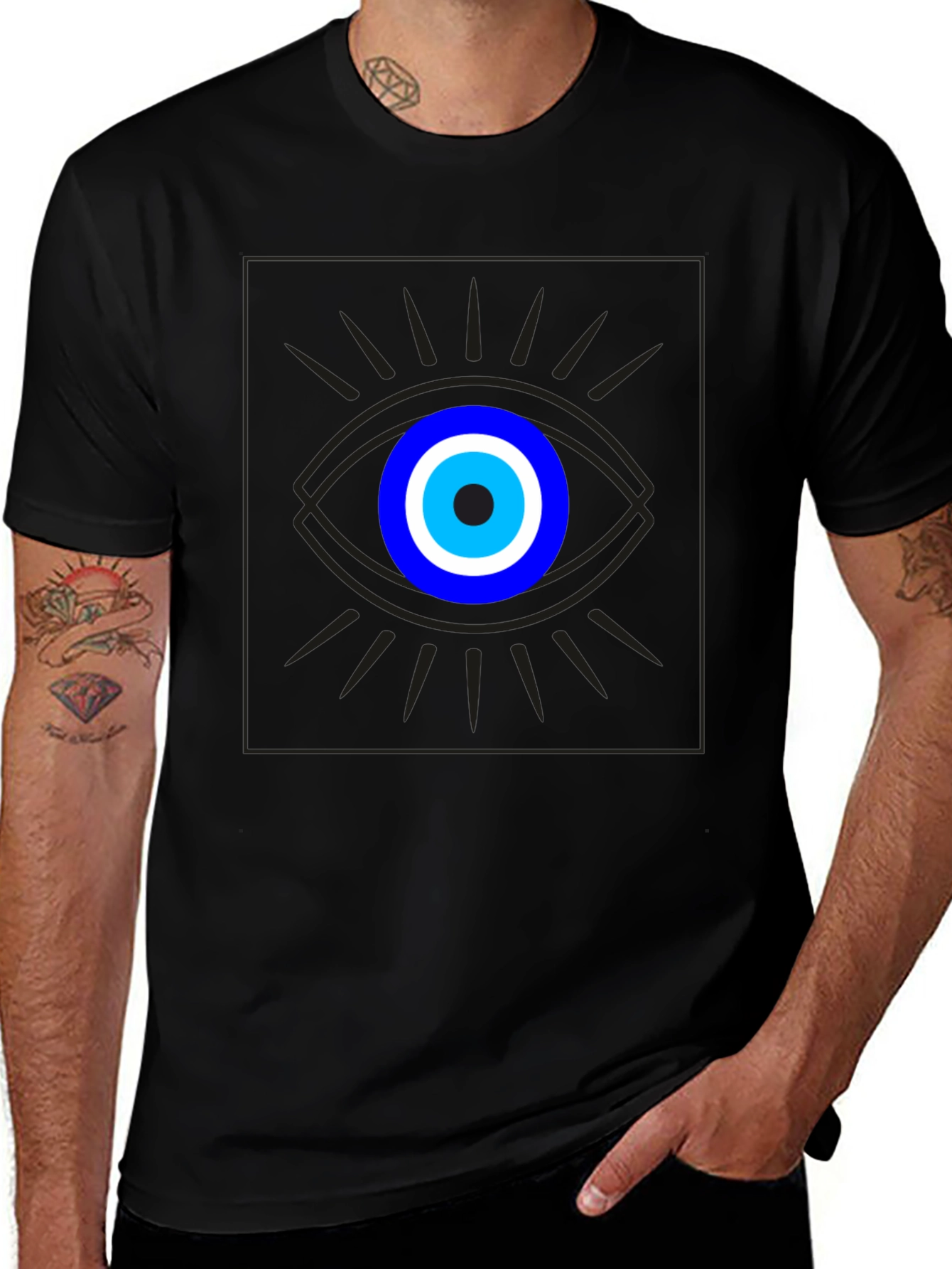 Evil Eye Graphic Tee - Unisex Black Cotton T-Shirt