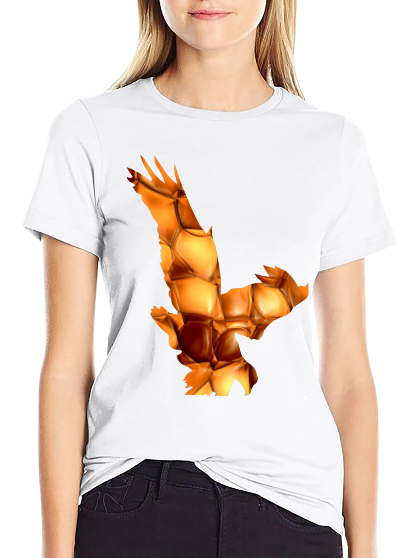 Geometric Eagle Print Black T-Shirt