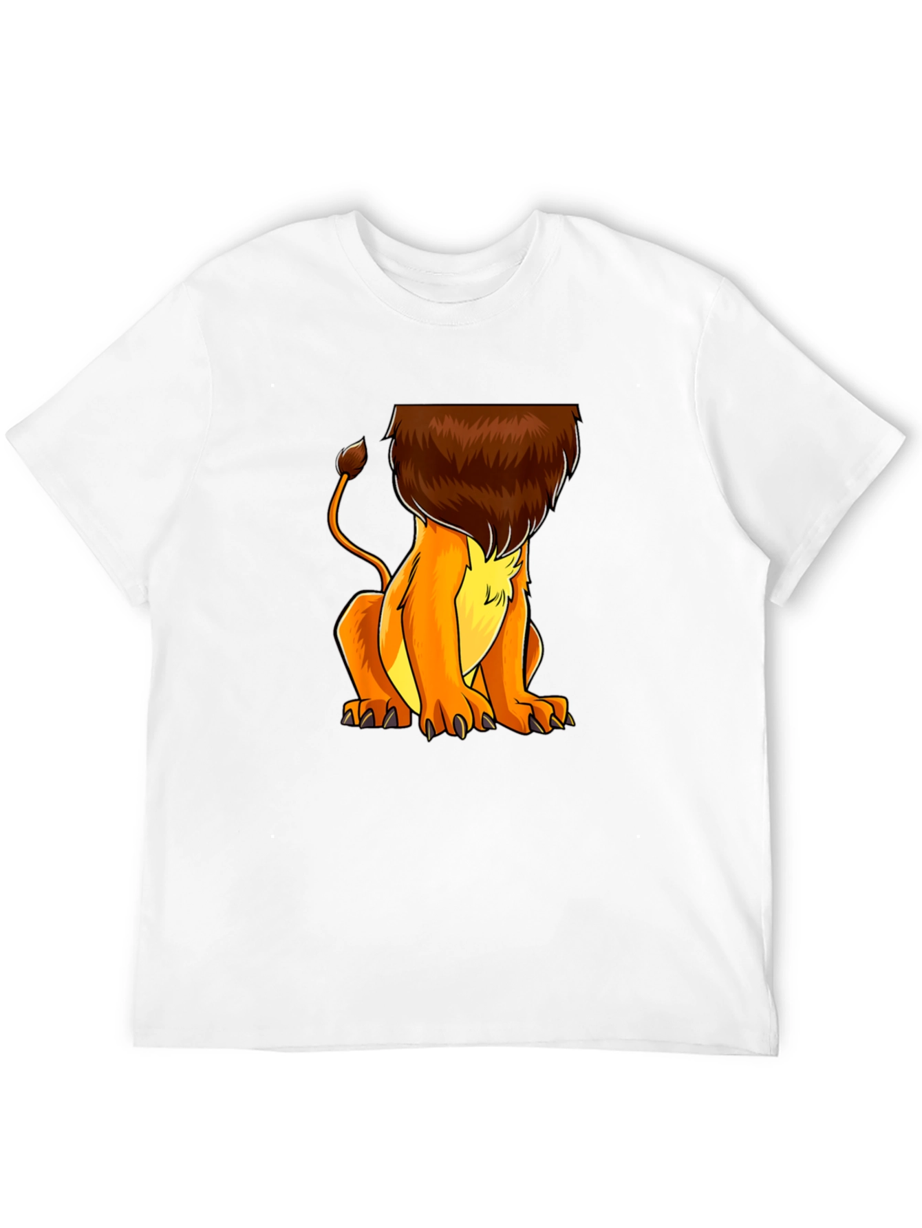 Lion Cartoon Graphic Print Black T-Shirt