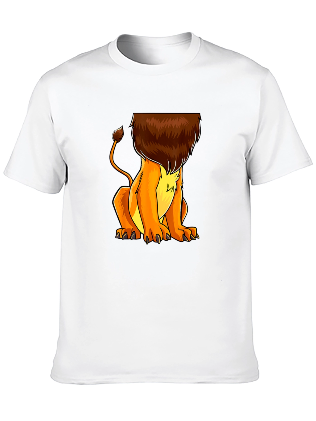 Lion Cartoon Graphic Print Black T-Shirt