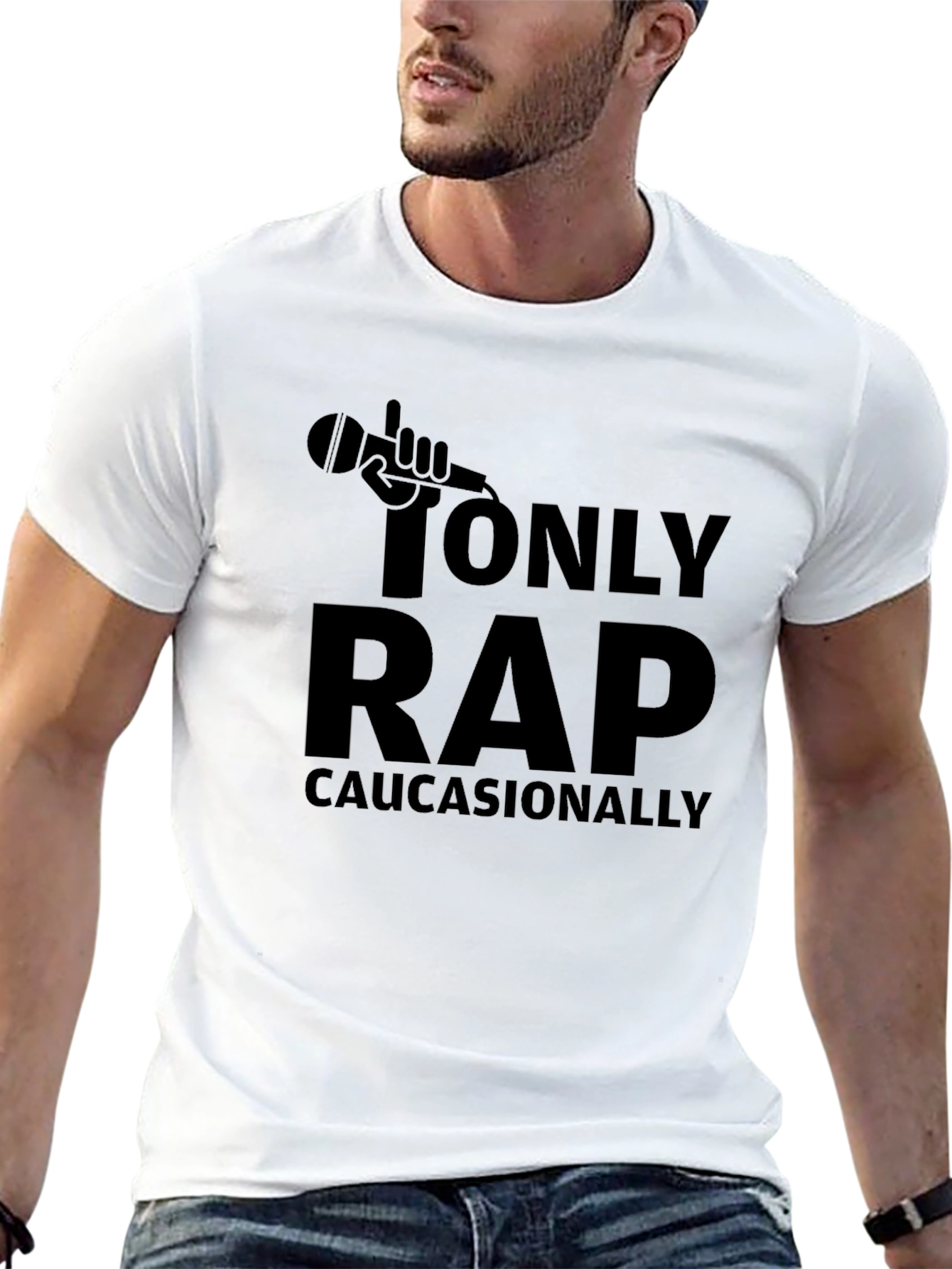 I Only Rap Caucasionally T-Shirt - Black Cotton Tee