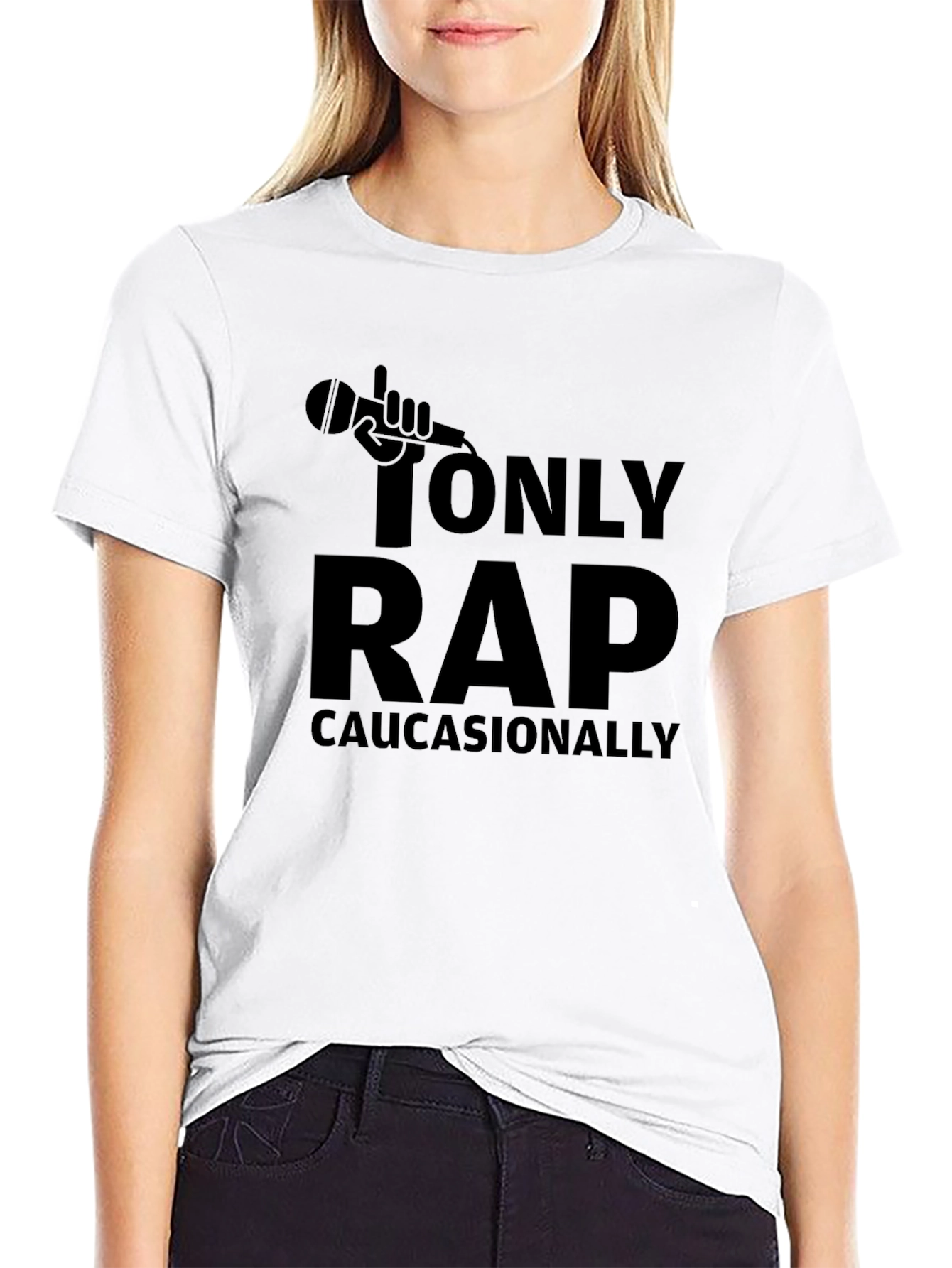 I Only Rap Caucasionally T-Shirt - Black Cotton Tee