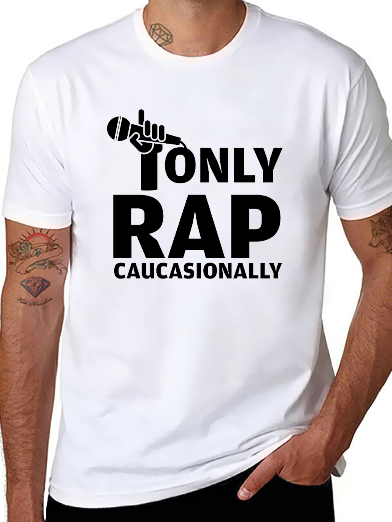 I Only Rap Caucasionally T-Shirt - Black Cotton Tee