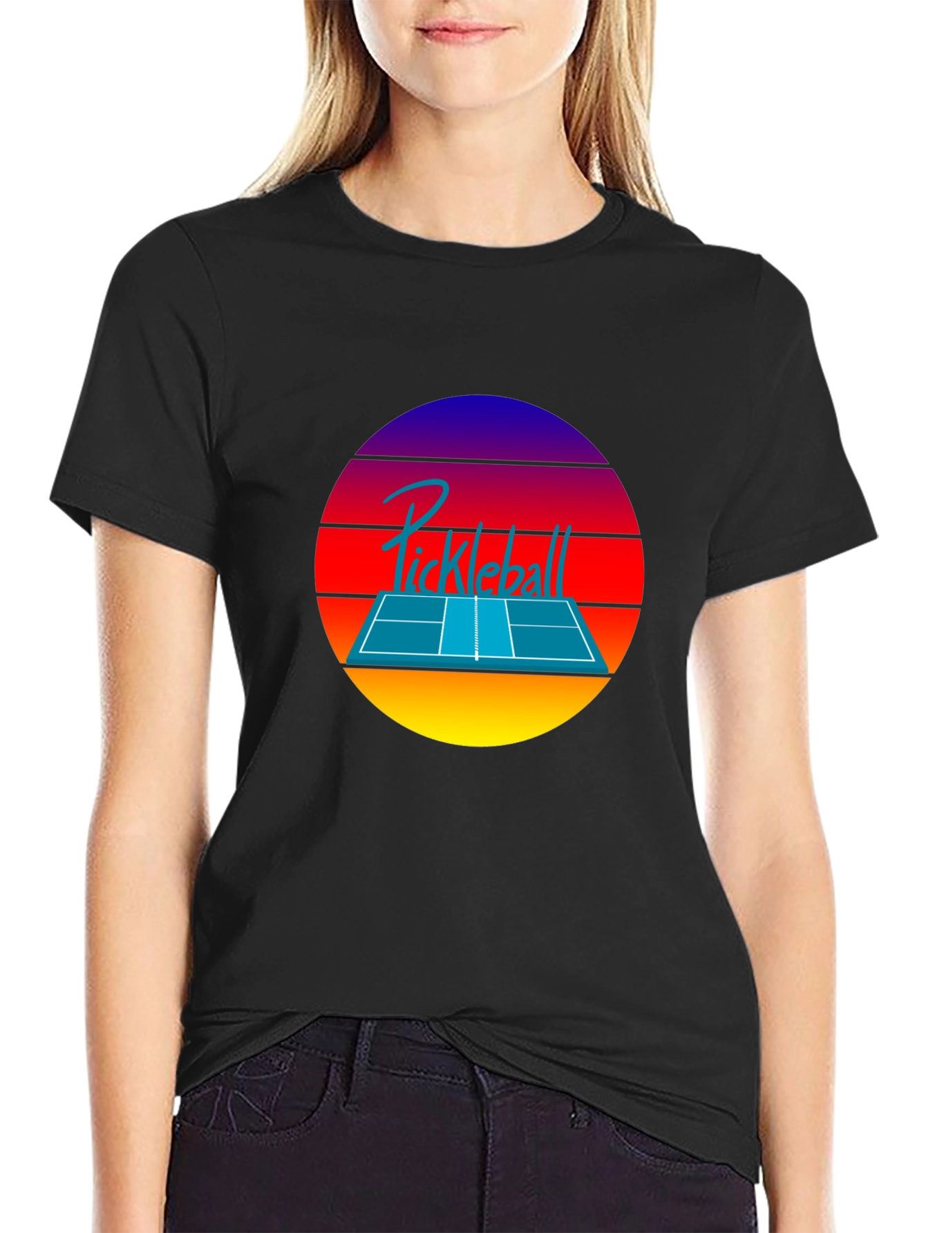 Retro Pickleball Sunset T-Shirt