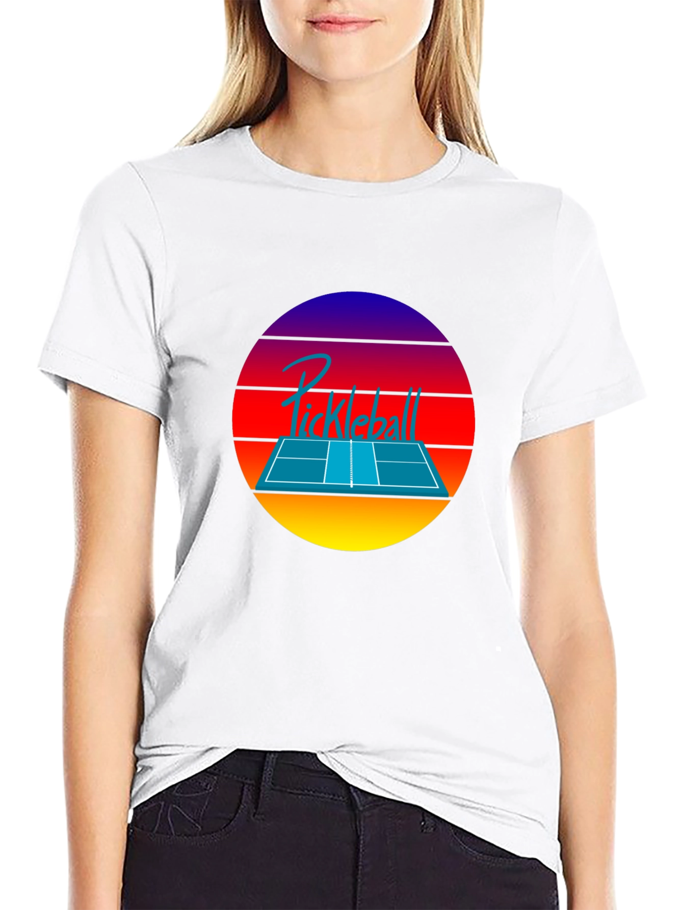 Retro Pickleball Sunset T-Shirt