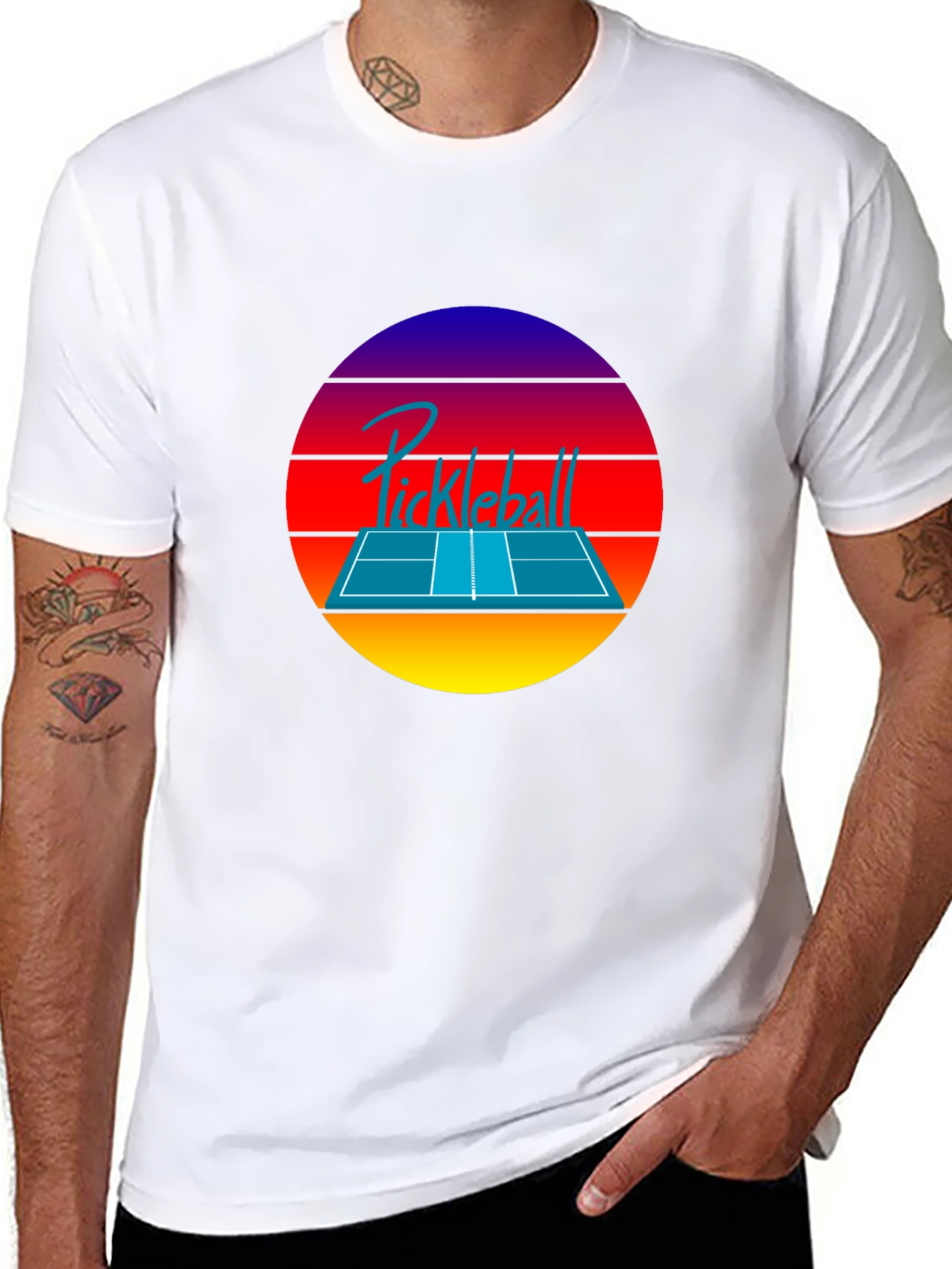 Retro Pickleball Sunset T-Shirt