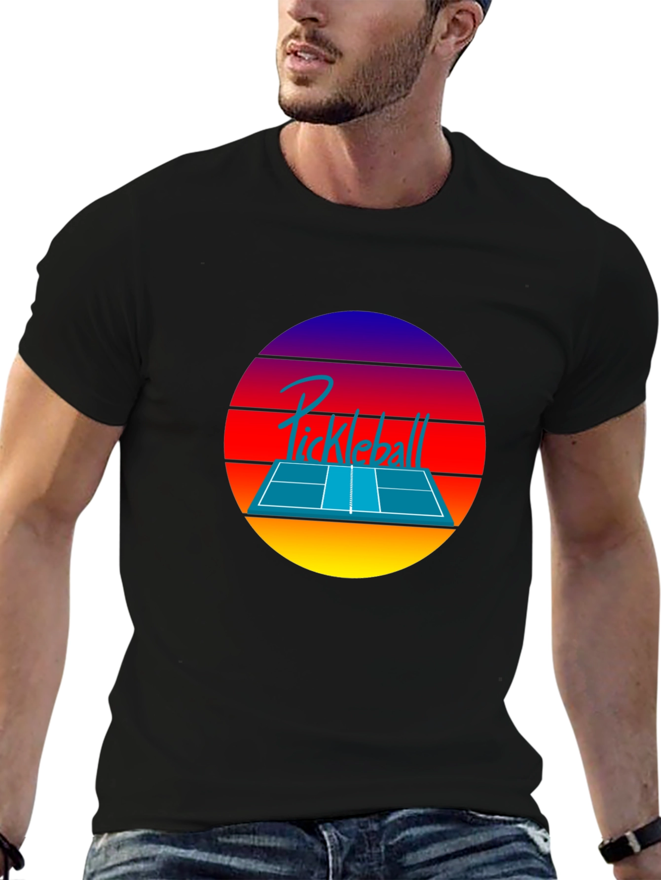 Retro Pickleball Sunset T-Shirt