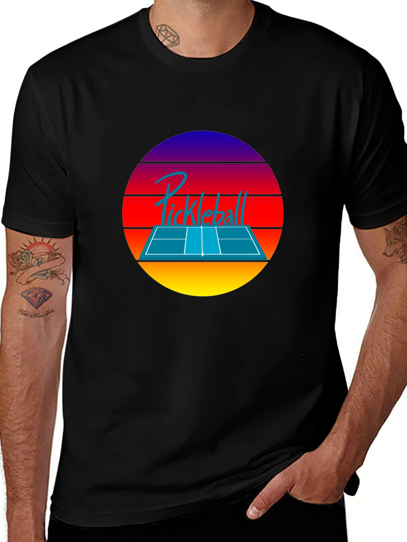 Retro Pickleball Sunset T-Shirt