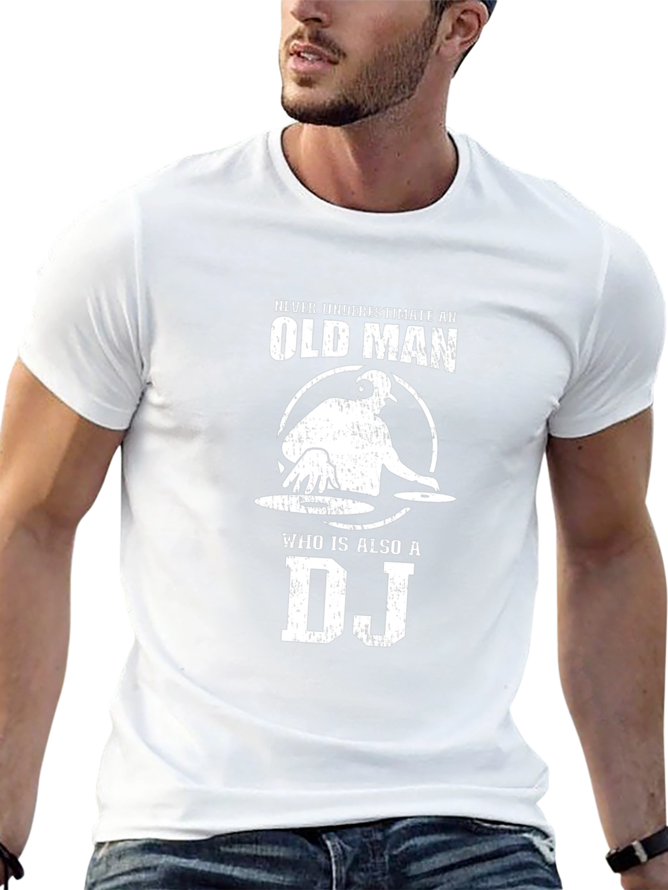 Old Man DJ Black T-Shirt - Never Underestimate!