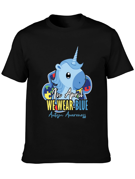 Autism Awareness Unicorn T-Shirt In April We Wear Blue