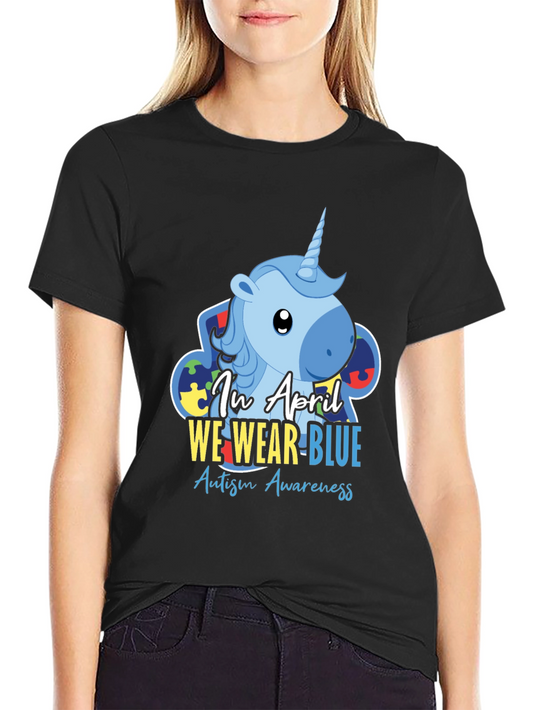 Autism Awareness Unicorn T-Shirt In April We Wear Blue