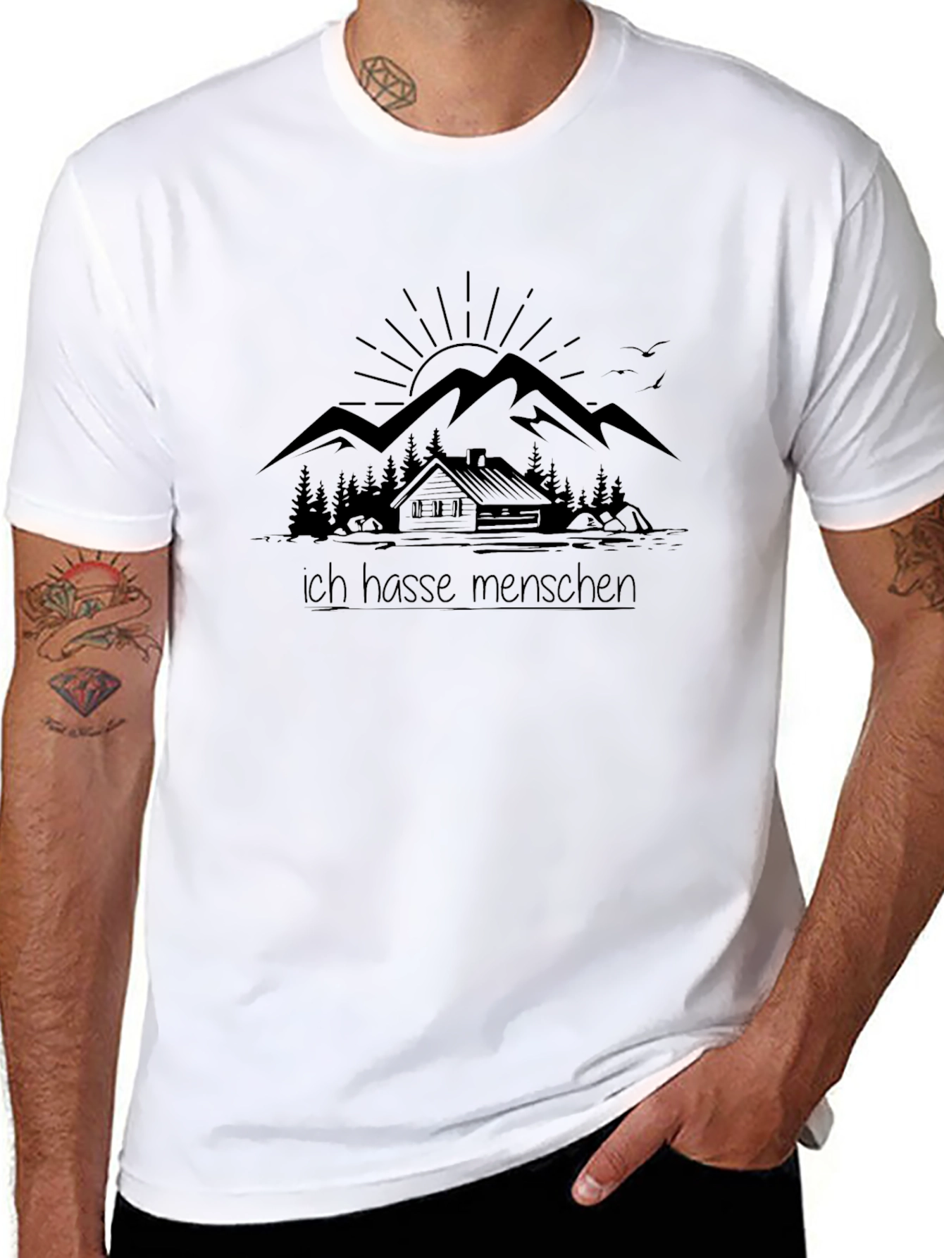 Ich Hasse Menschen T-Shirt - Mountain Cabin Graphic