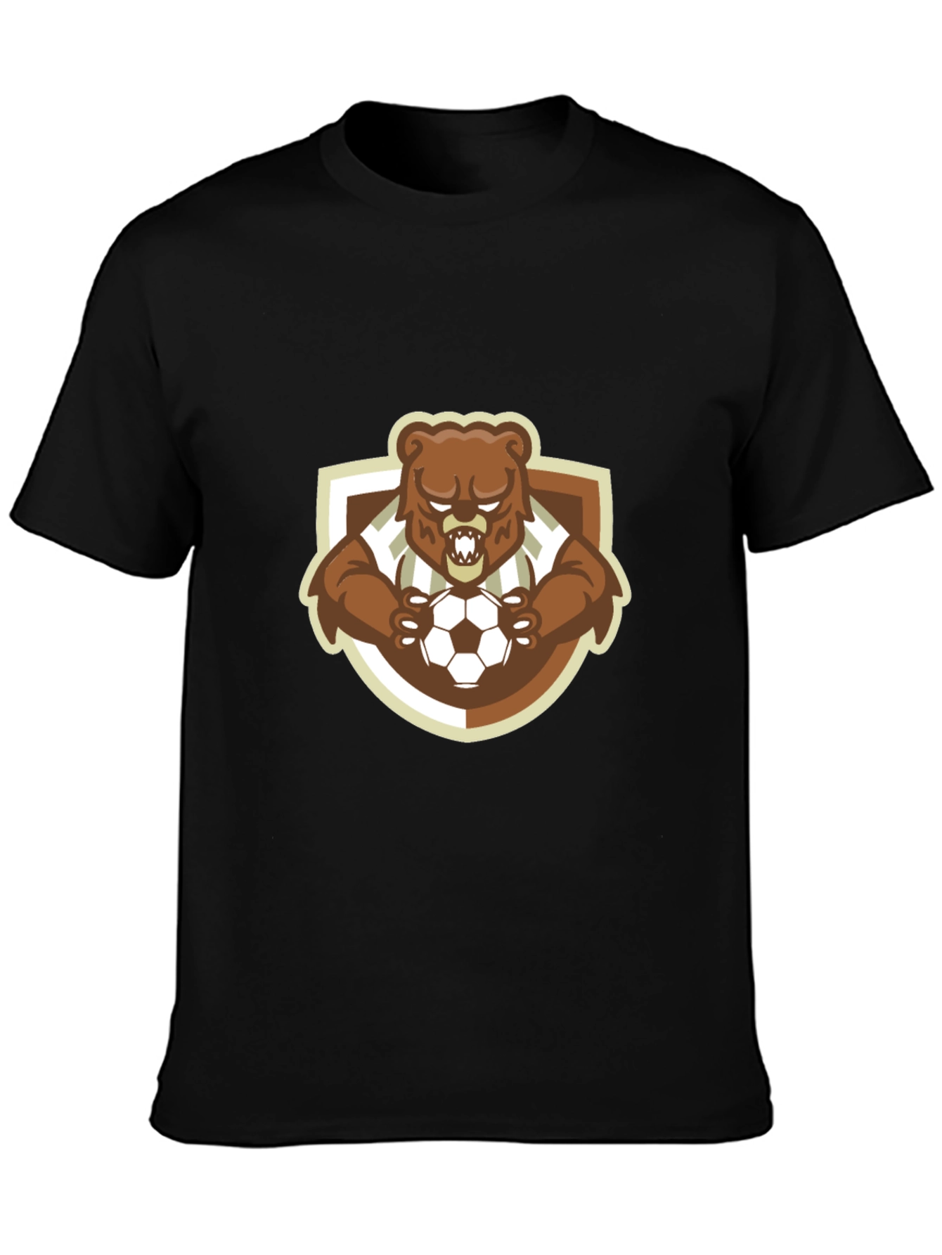 Bear Soccer T-Shirt - Black Cotton Tee