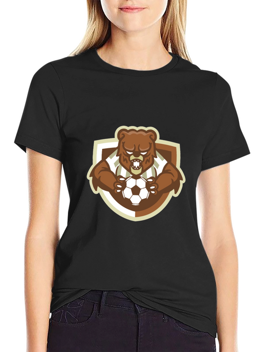 Bear Soccer T-Shirt - Black Cotton Tee