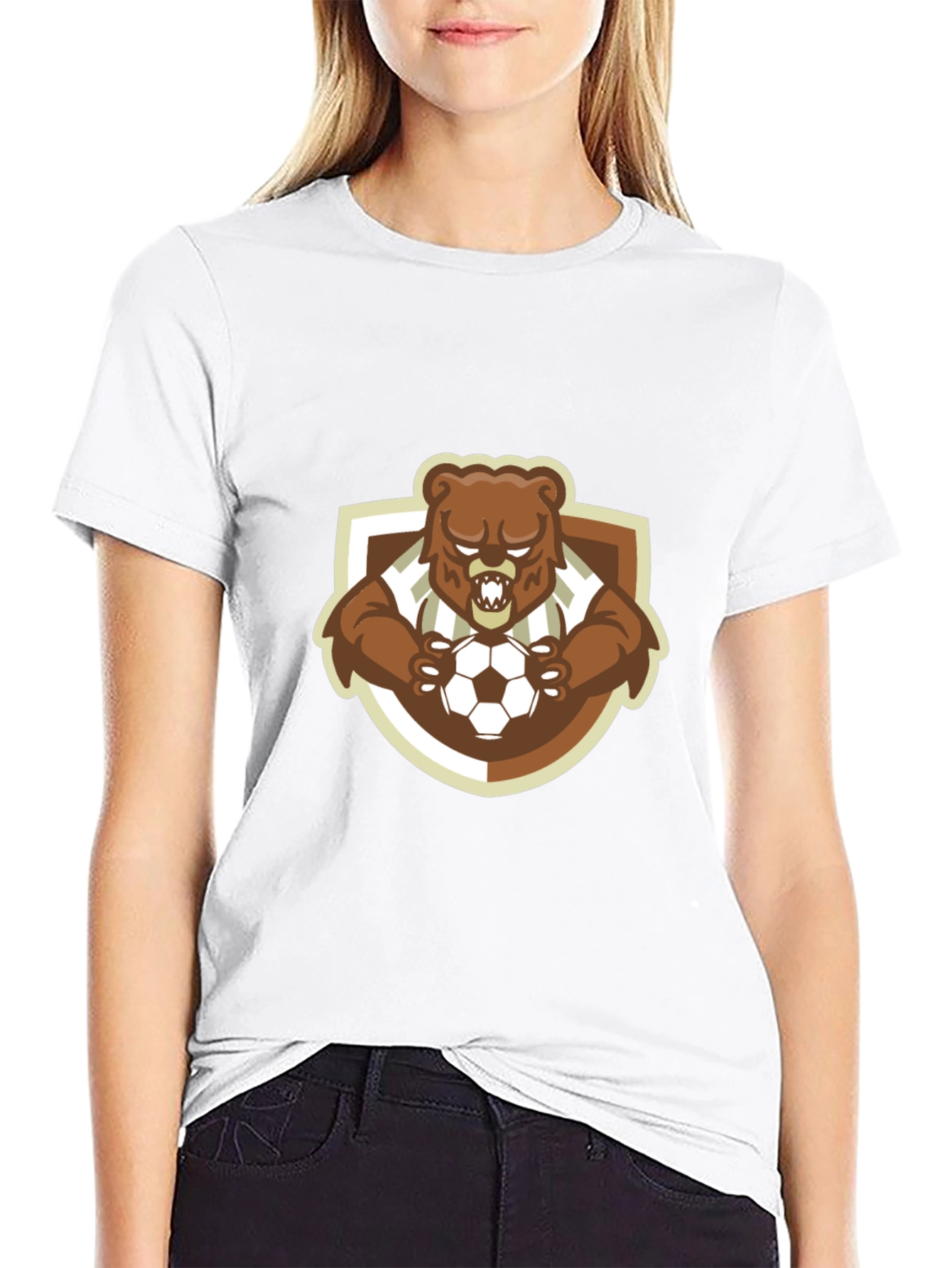 Bear Soccer T-Shirt - Black Cotton Tee