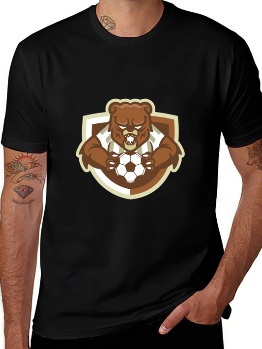 Bear Soccer T-Shirt - Black Cotton Tee