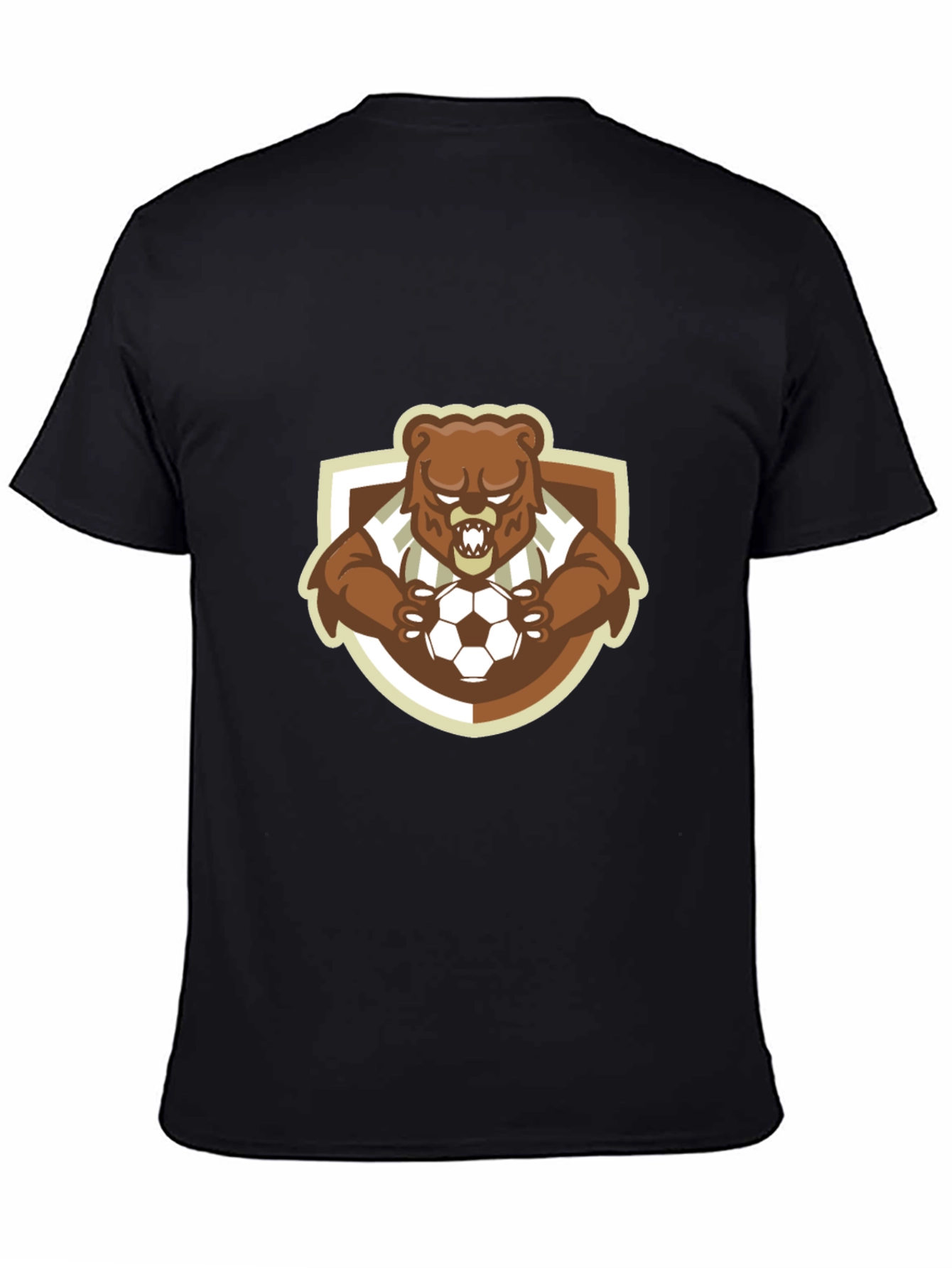 Bear Soccer T-Shirt - Black Cotton Tee