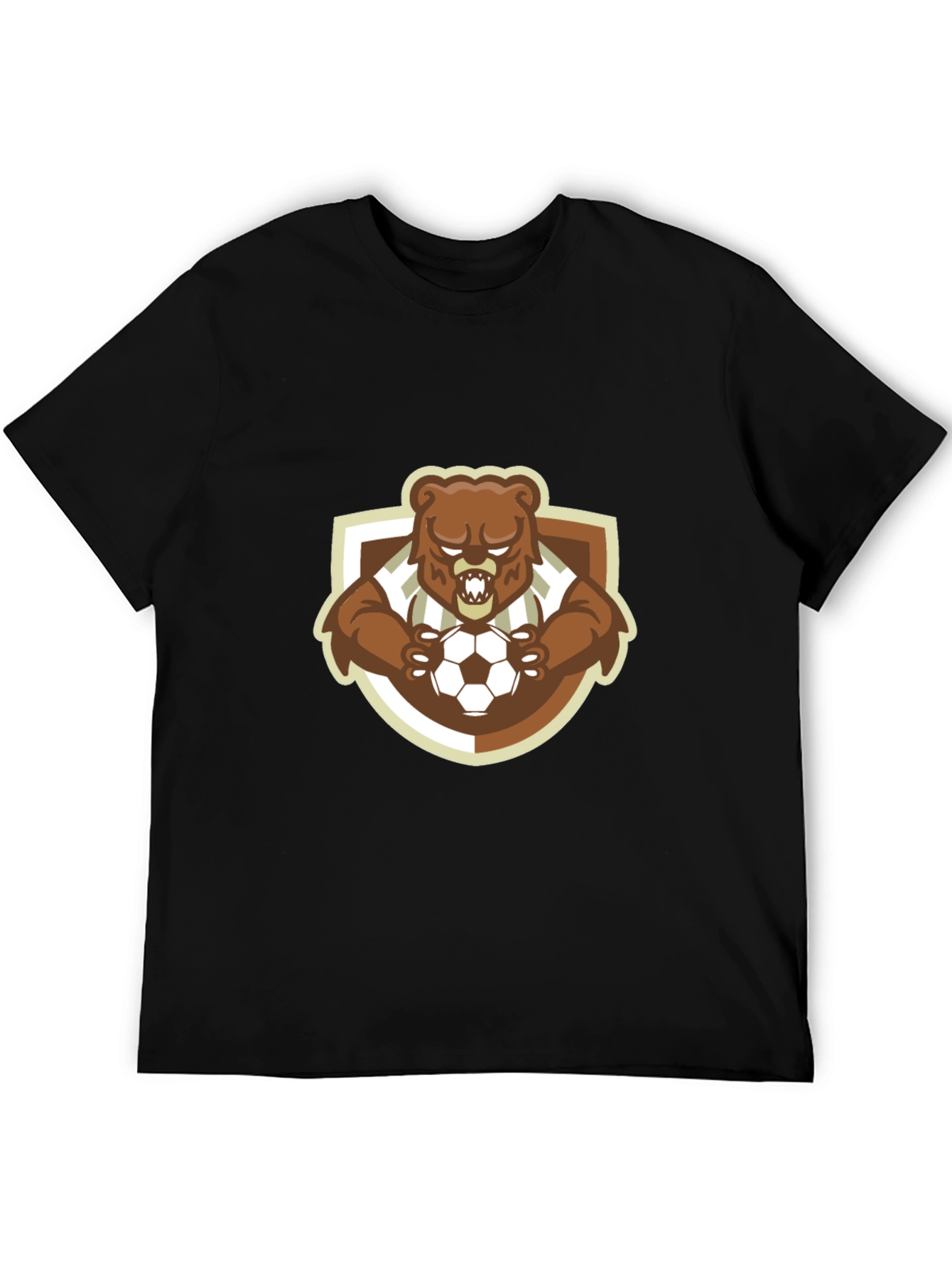 Bear Soccer T-Shirt - Black Cotton Tee