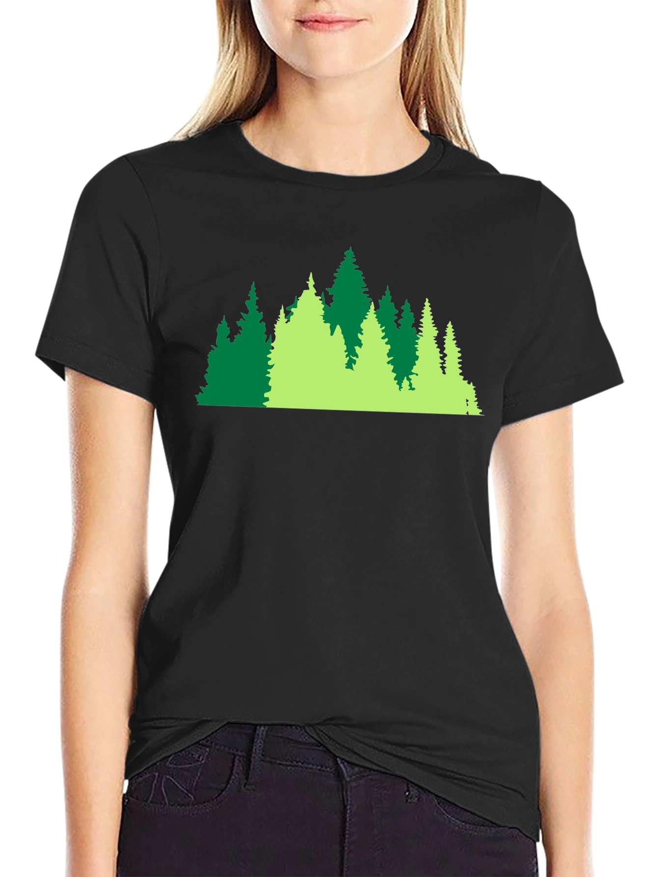 Evergreen Forest Graphic Black Tee
