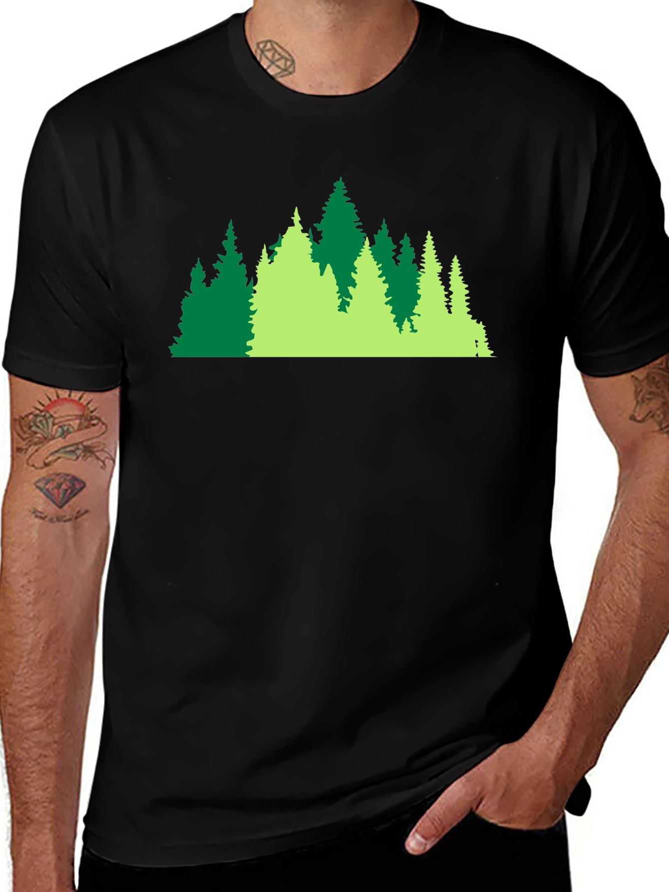 Evergreen Forest Graphic Black Tee