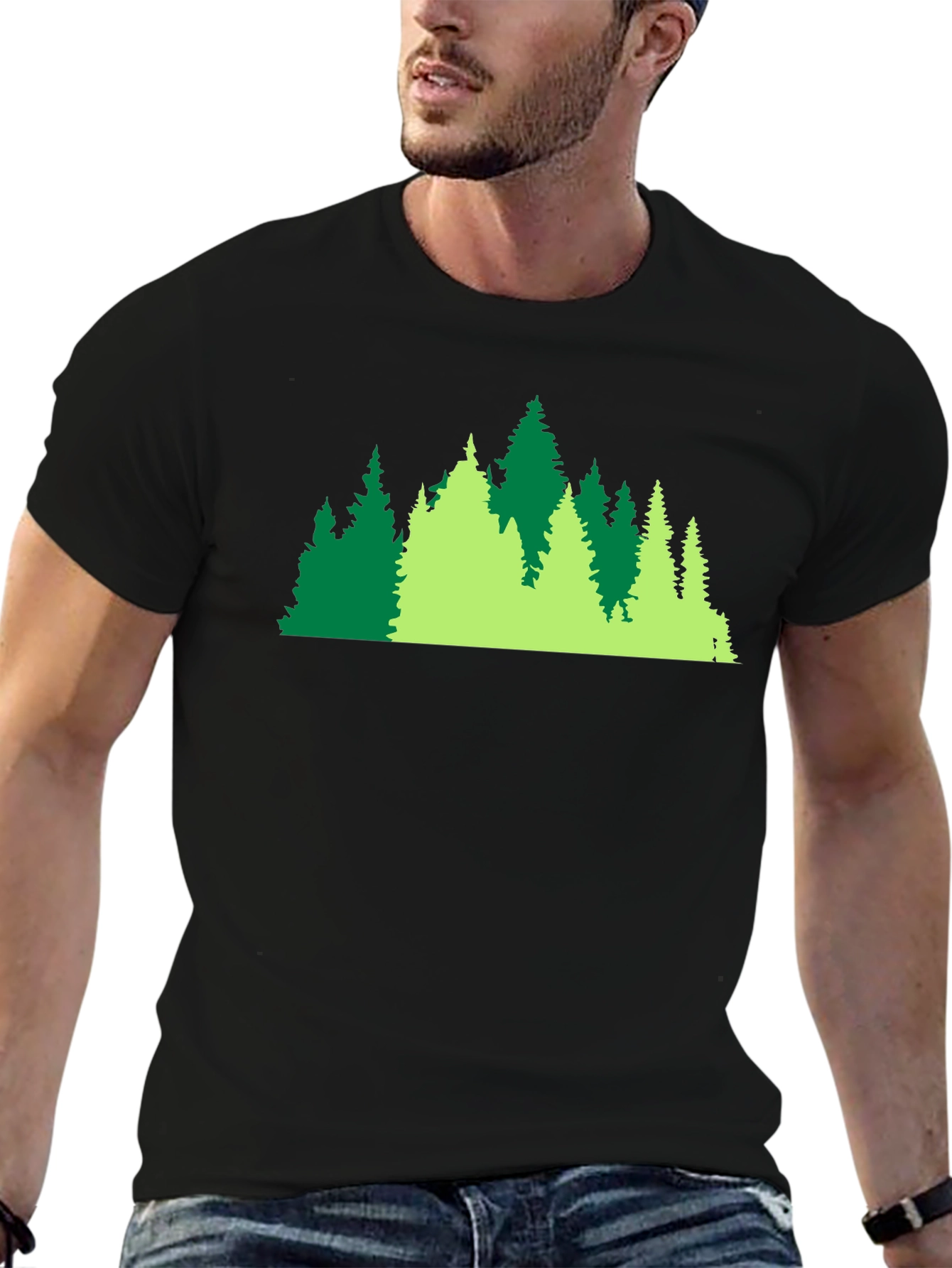 Evergreen Forest Graphic Black Tee