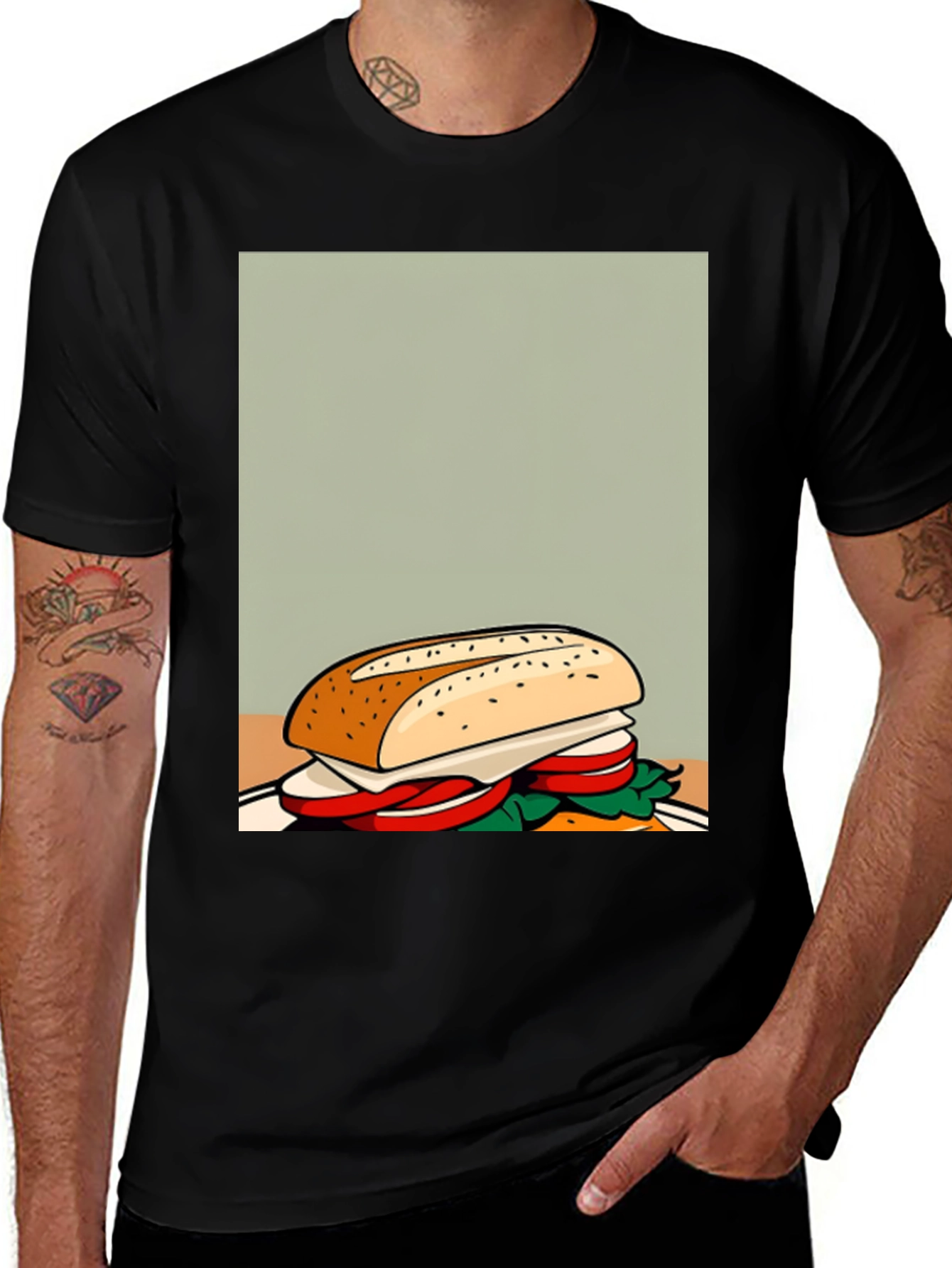 Sandwich Graphic Tee - Unisex Casual Black T-Shirt
