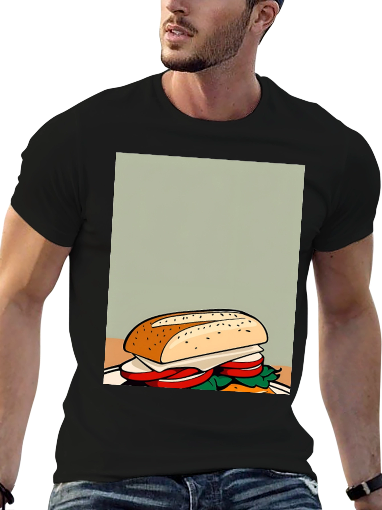 Sandwich Graphic Tee - Unisex Casual Black T-Shirt