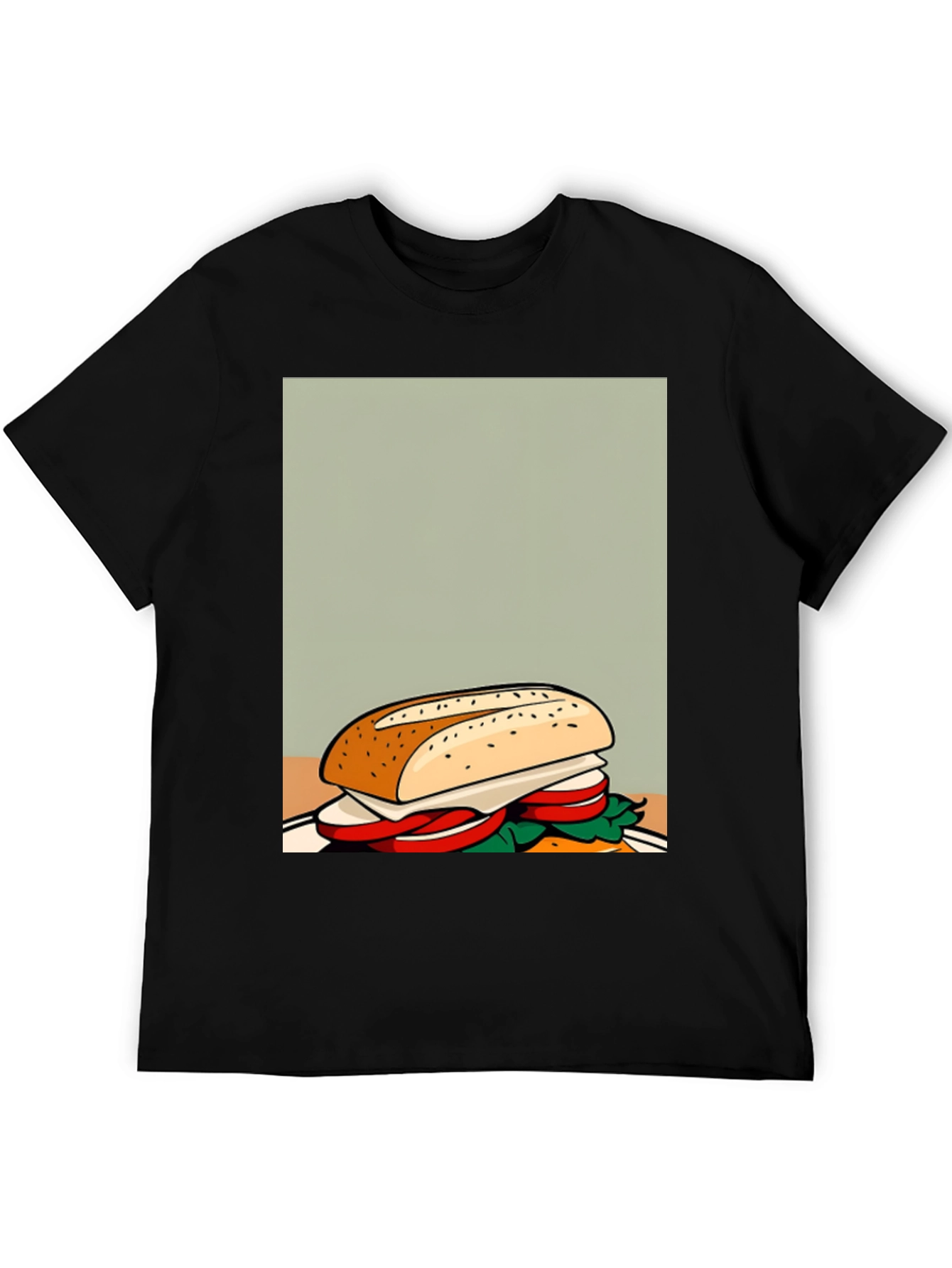 Sandwich Graphic Tee - Unisex Casual Black T-Shirt