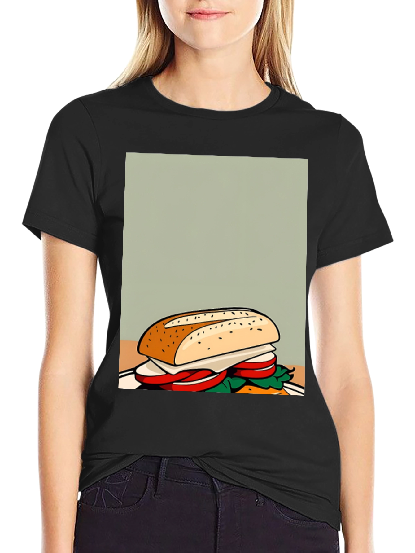 Sandwich Graphic Tee - Unisex Casual Black T-Shirt