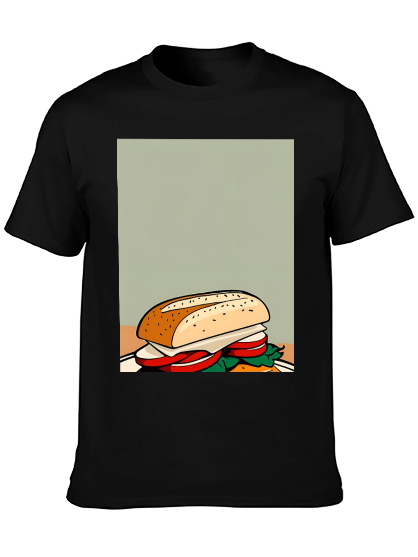 Sandwich Graphic Tee - Unisex Casual Black T-Shirt