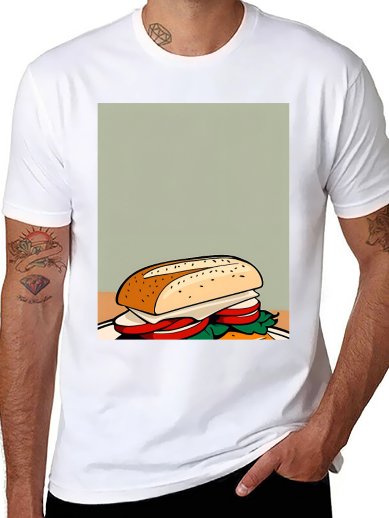 Sandwich Graphic Tee - Unisex Casual Black T-Shirt