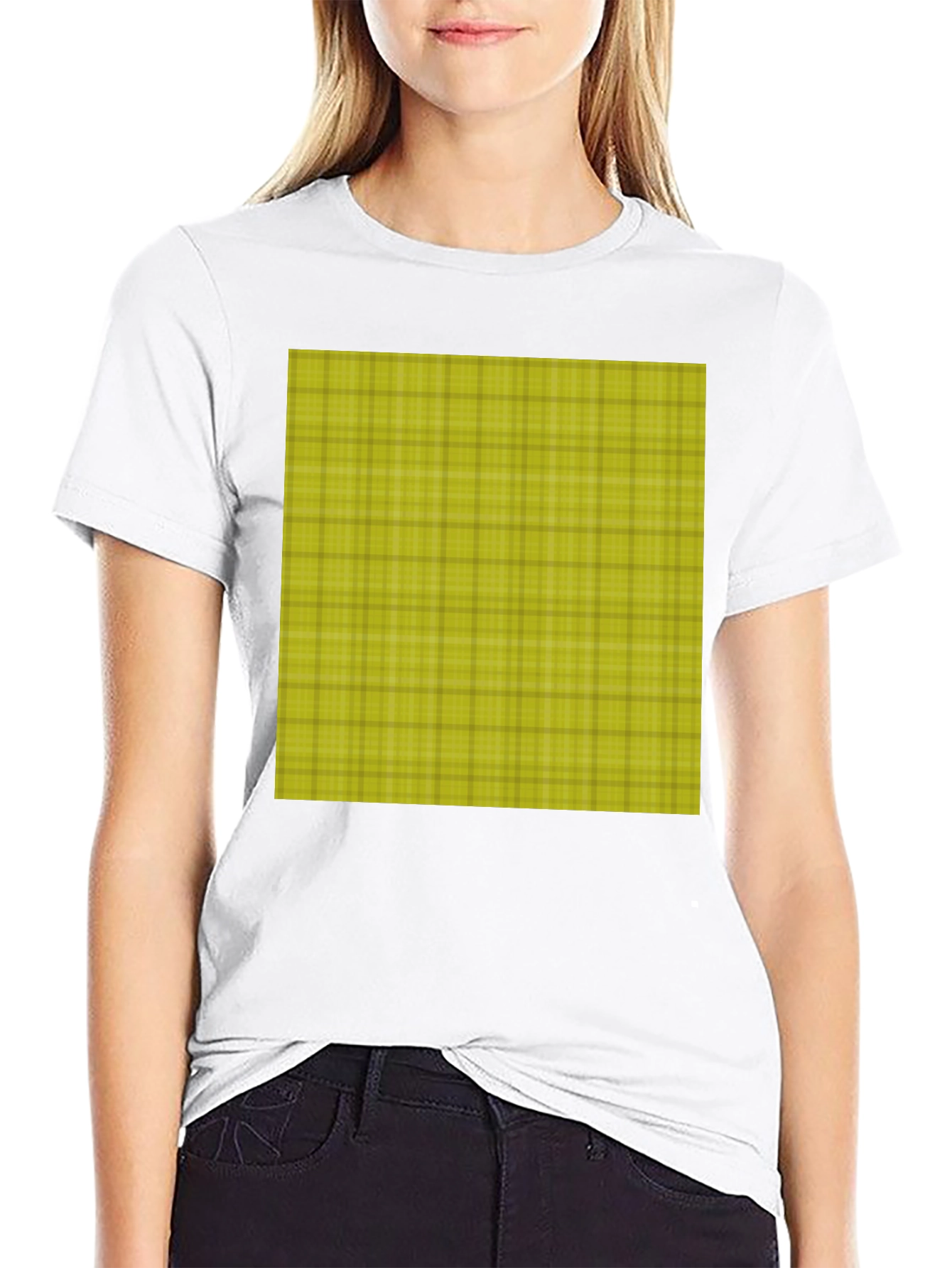 Plaid Graphic Tee - Casual Black T-Shirt